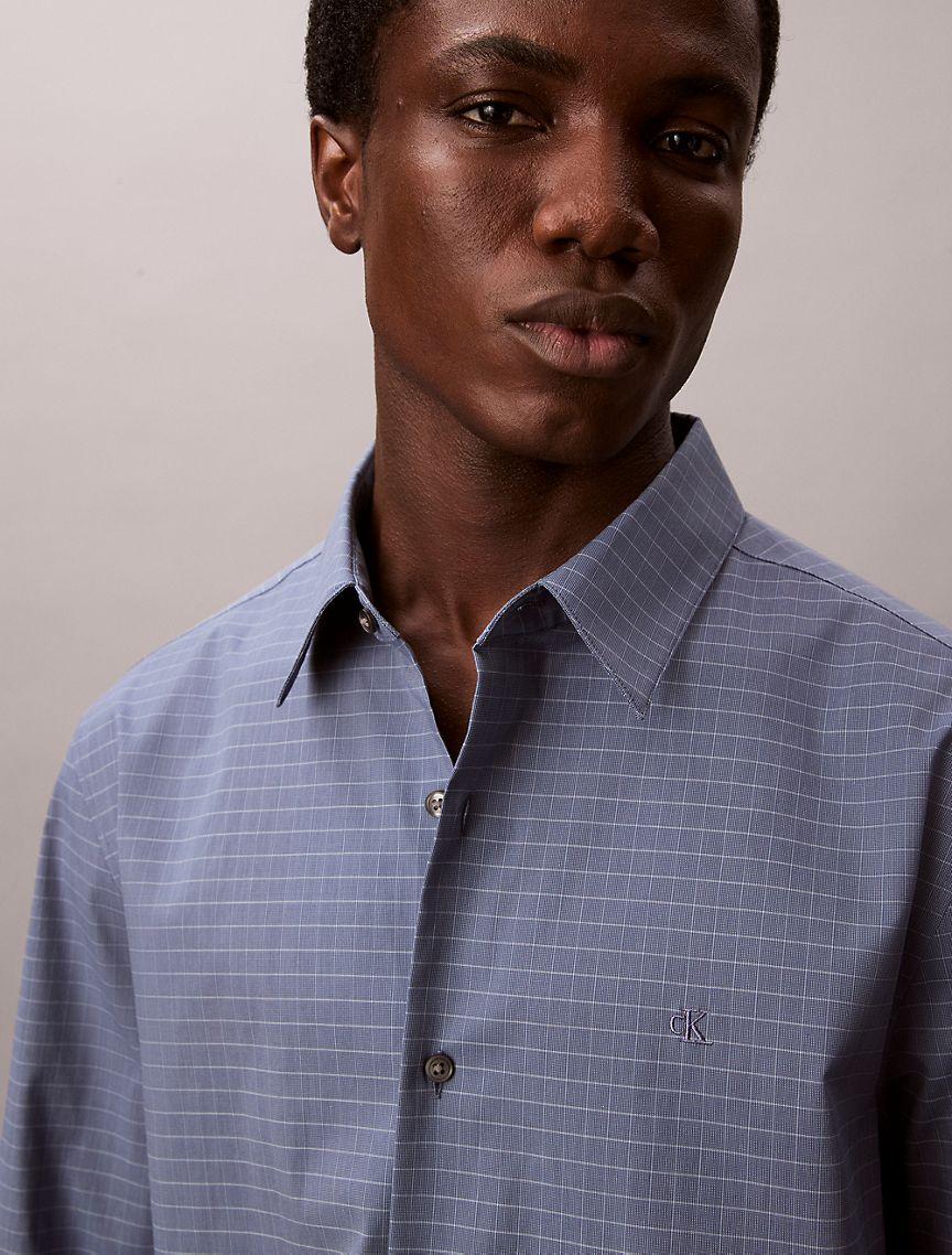 Cotton Stretch Grid Button-Down Shirt Product Image