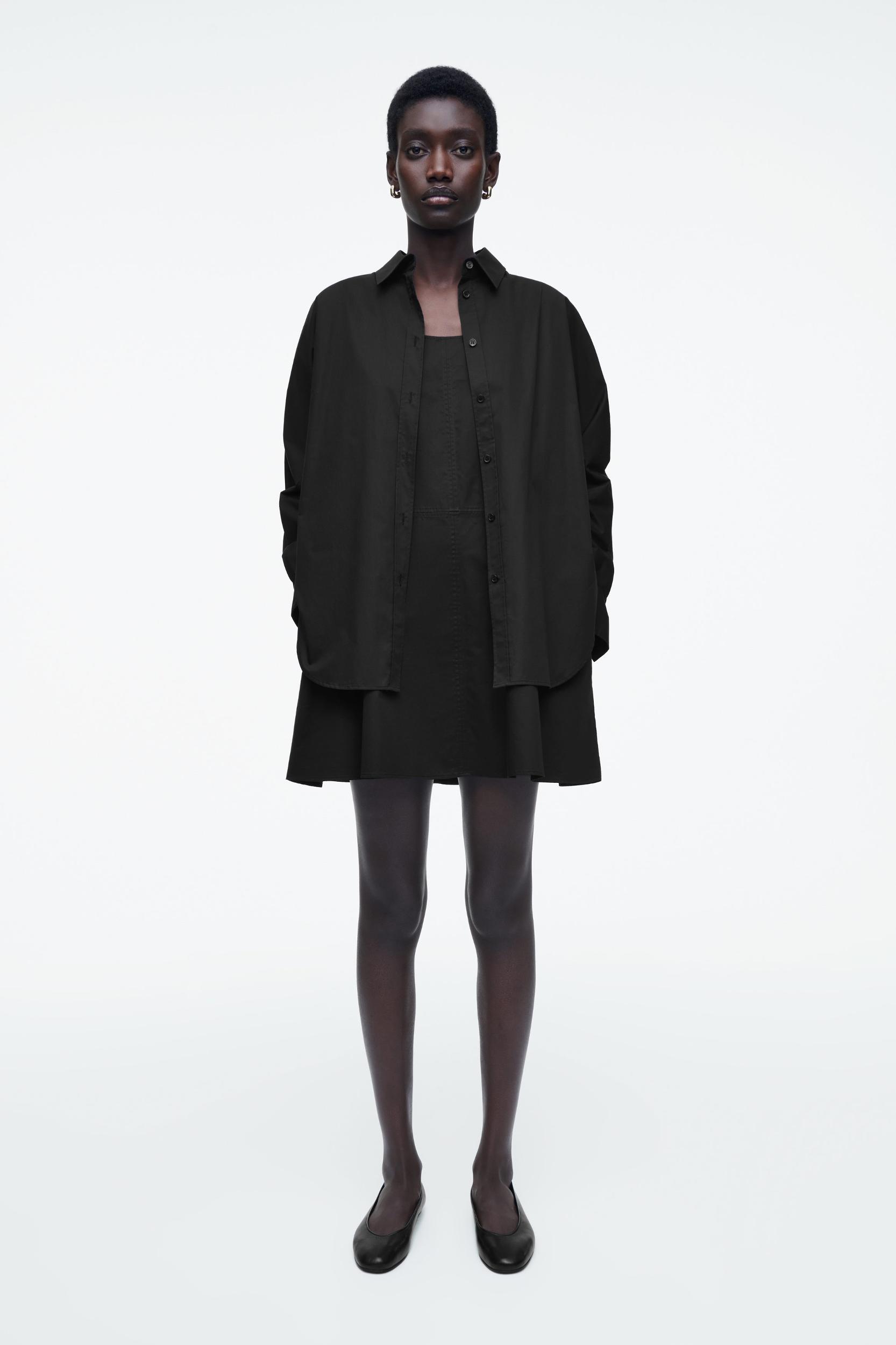 LAYERED TRAPEZE SHIRT DRESS Product Image