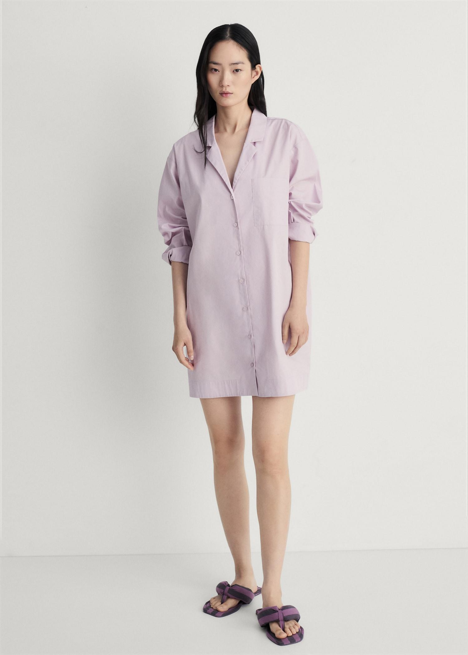 Garment-washed cotton nightgown - Women | MANGO USA Product Image