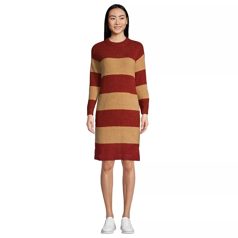 Women's Lands' End Lounge Crewneck Sweater Dress, Size: Small, Red Red Stripe Product Image