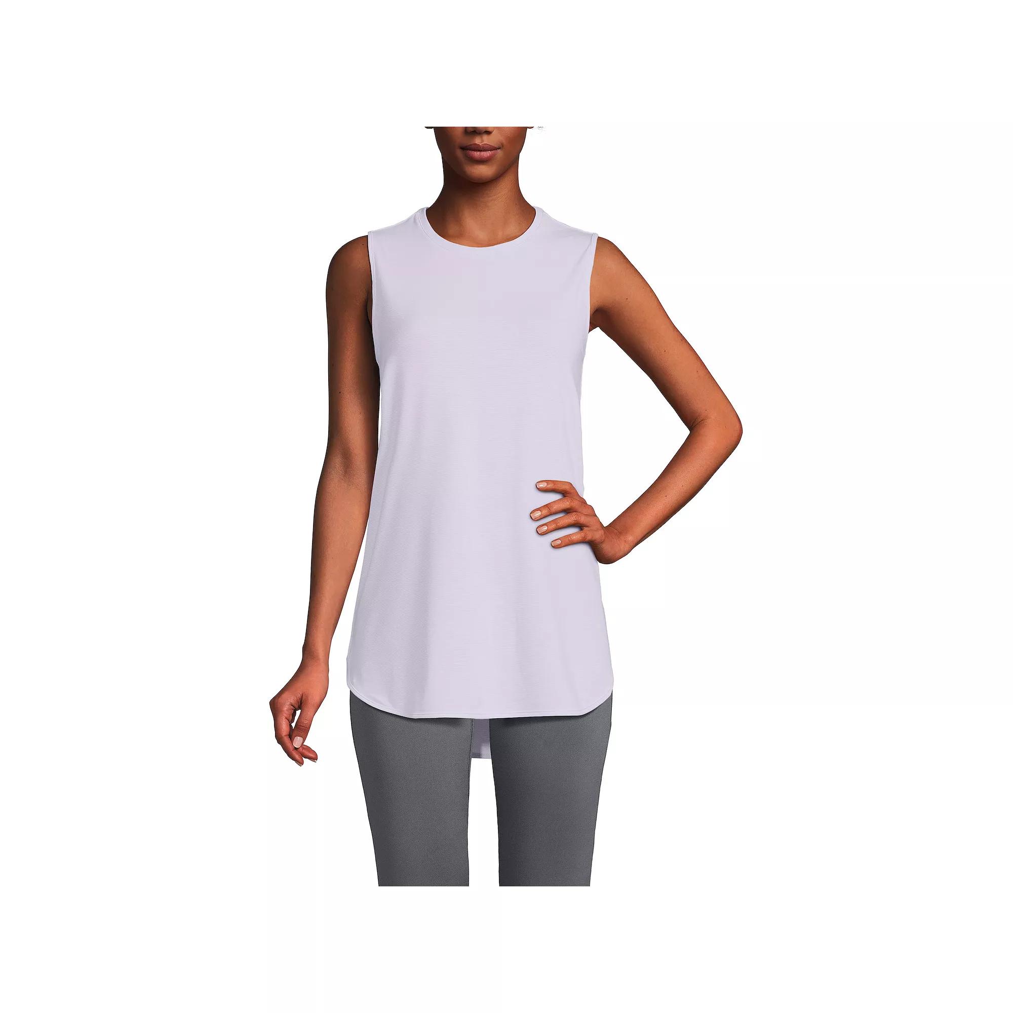 Petite Lands' End Power Performance Tunic Tank Top, Women's, Size: Small Petite, Purple Pinstripe Product Image