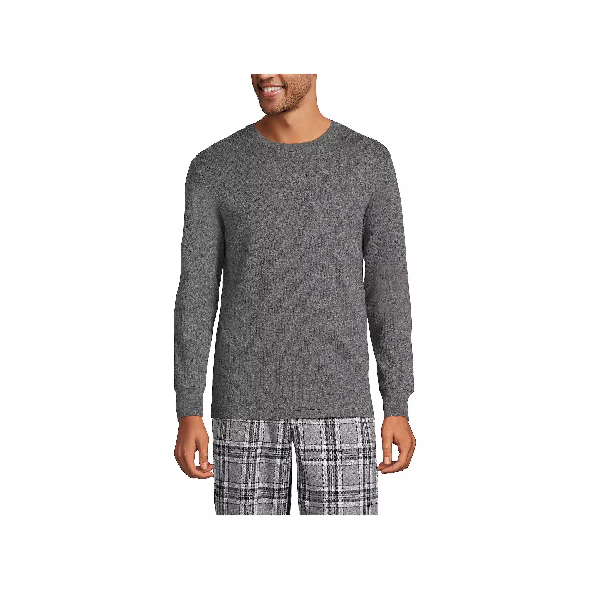 Men's Lands' End Knit Ribbed Crewneck Pajama Sleep Shirt,  Product Image