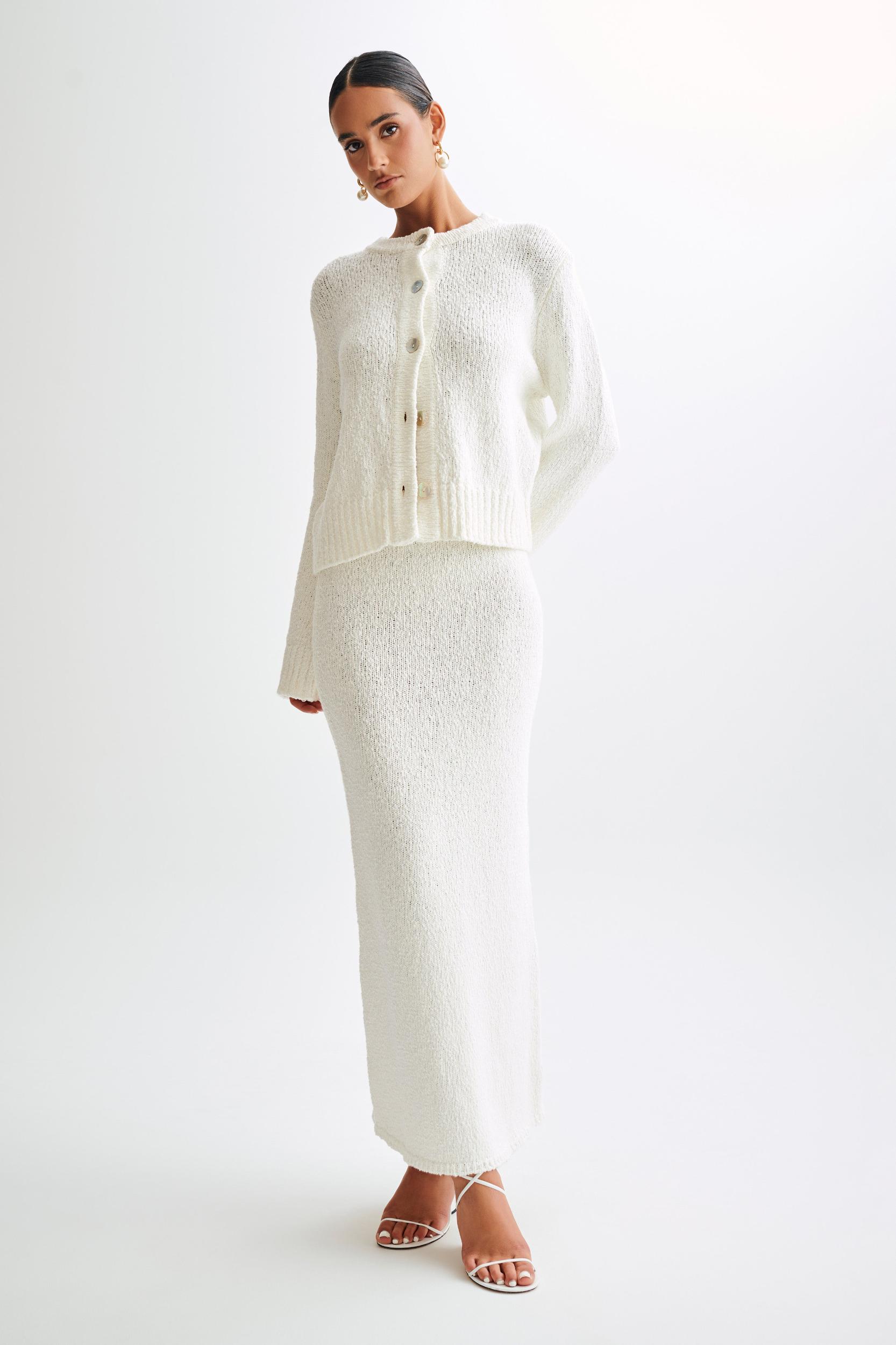 Moira Boucle Maxi Skirt - White Product Image