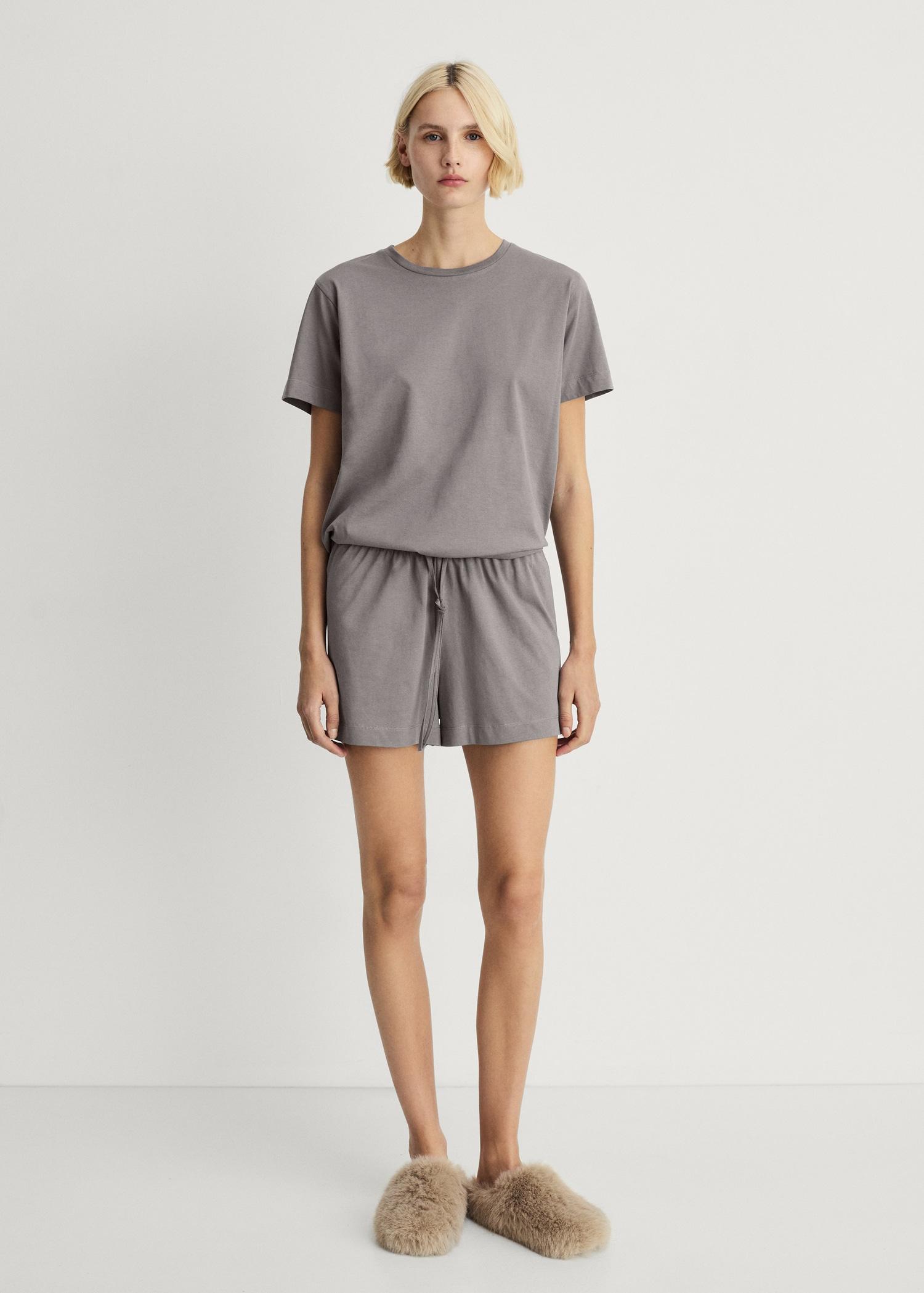 Two-piece short cotton pajama set - Women | MANGO USA Product Image