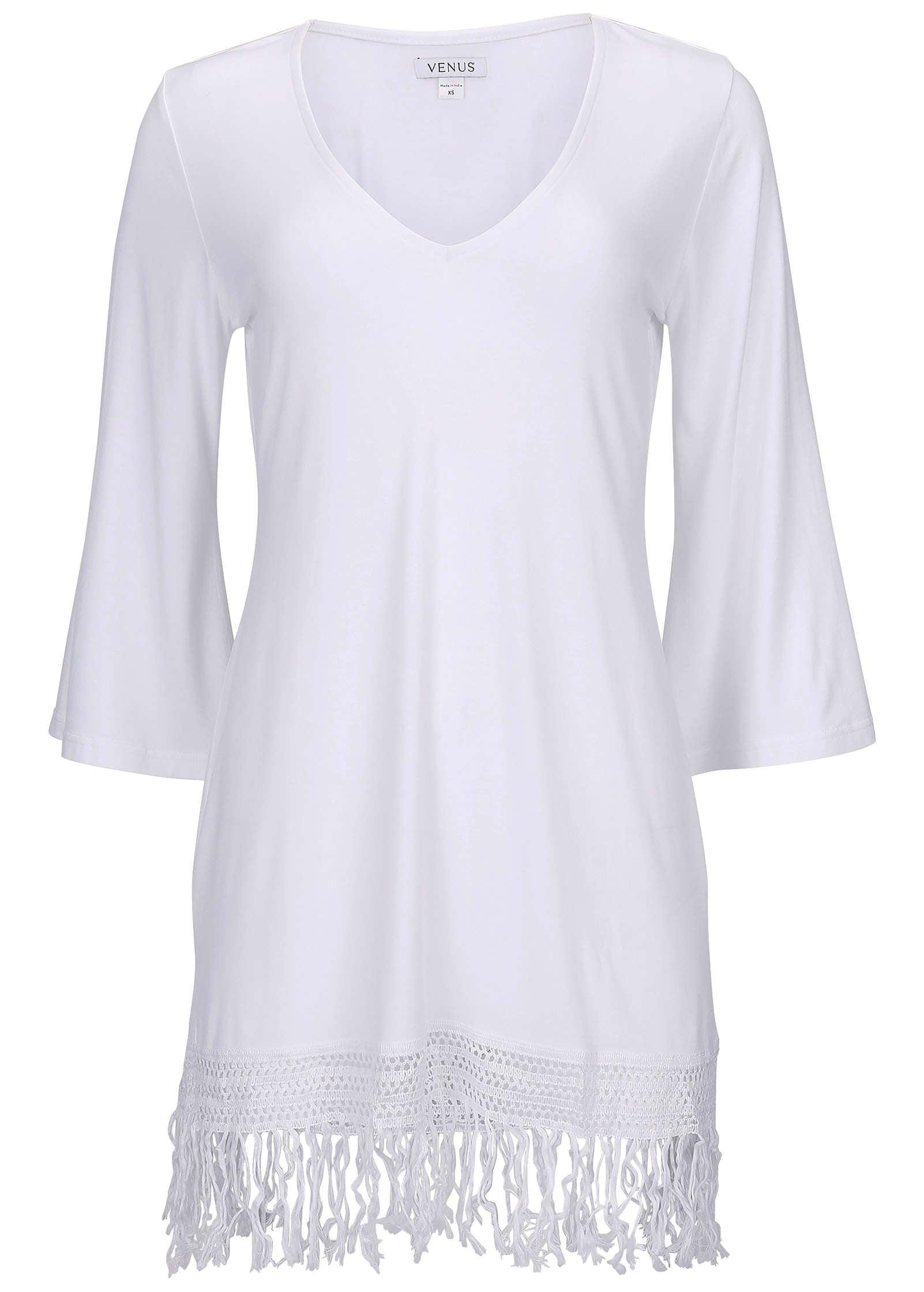 Knit Tunic Cover-Up Dress - White Product Image