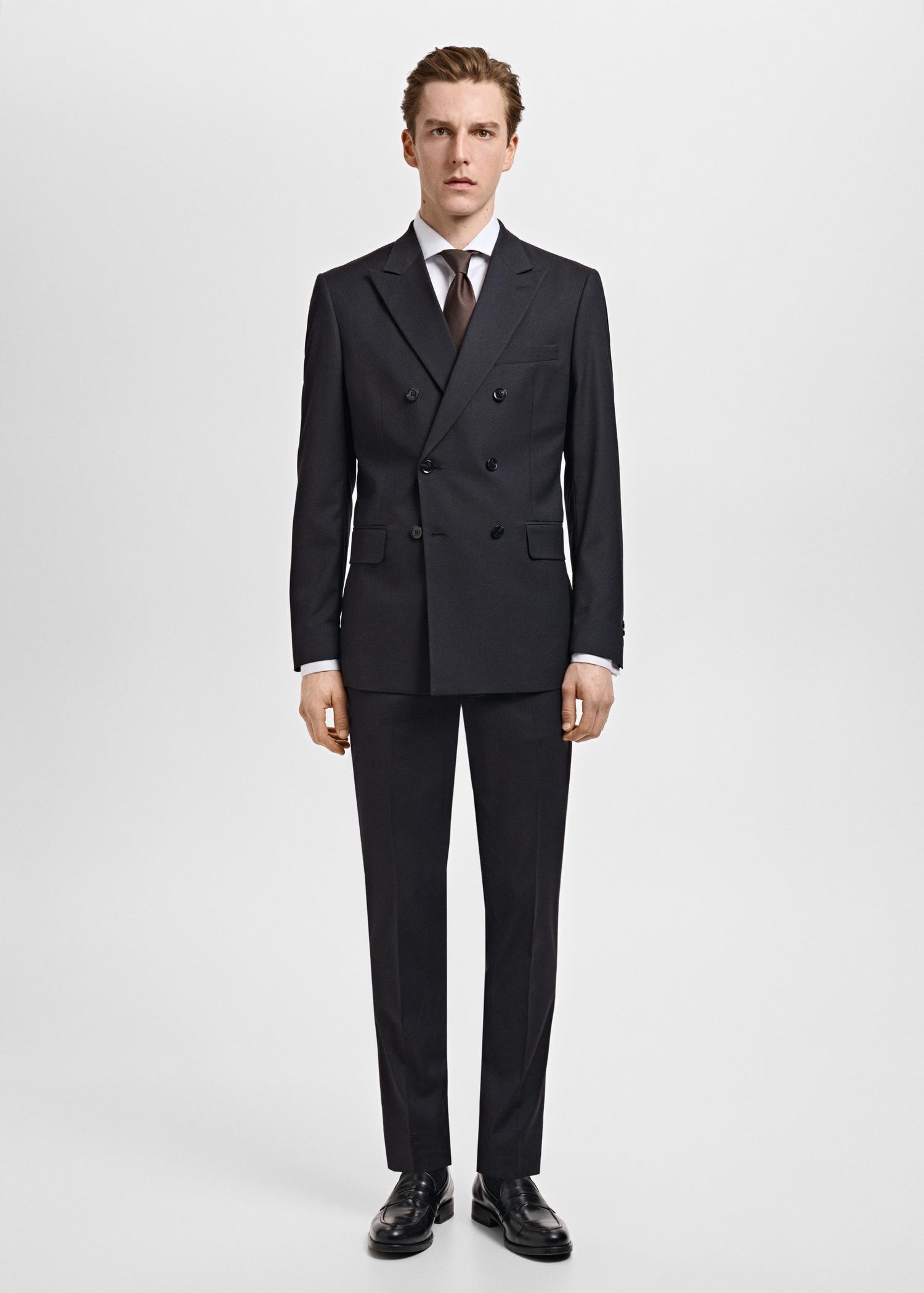 Monaco double-breasted slim-fit suit blazer - Men | MANGO USA Product Image