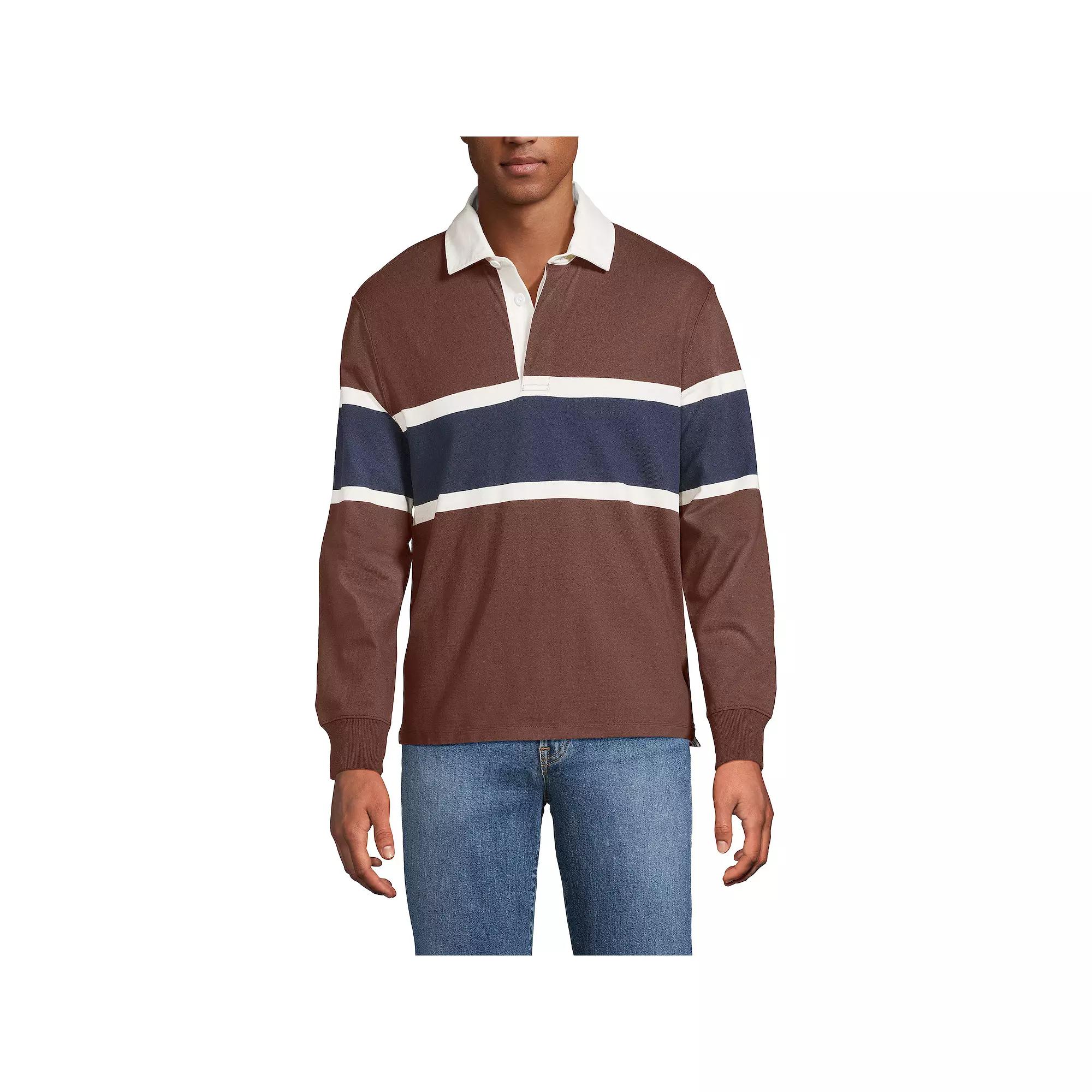 Men's Lands' End Striped Rugby Shirt,  Product Image