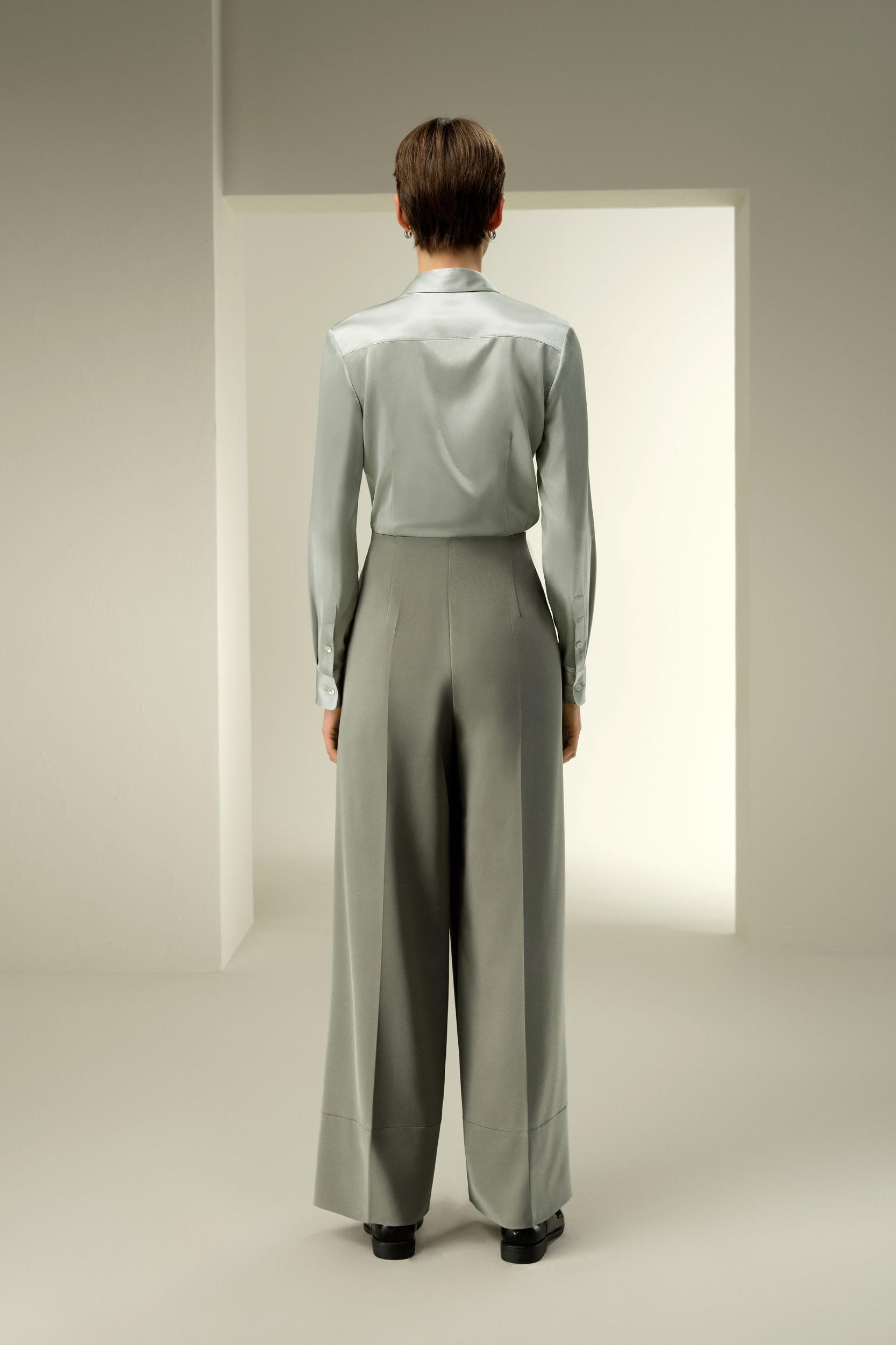 Stretch Silk Wide-Leg Pants Product Image