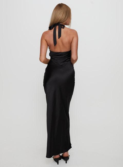 Vasilisa Halter Neck Maxi Dress Black Product Image