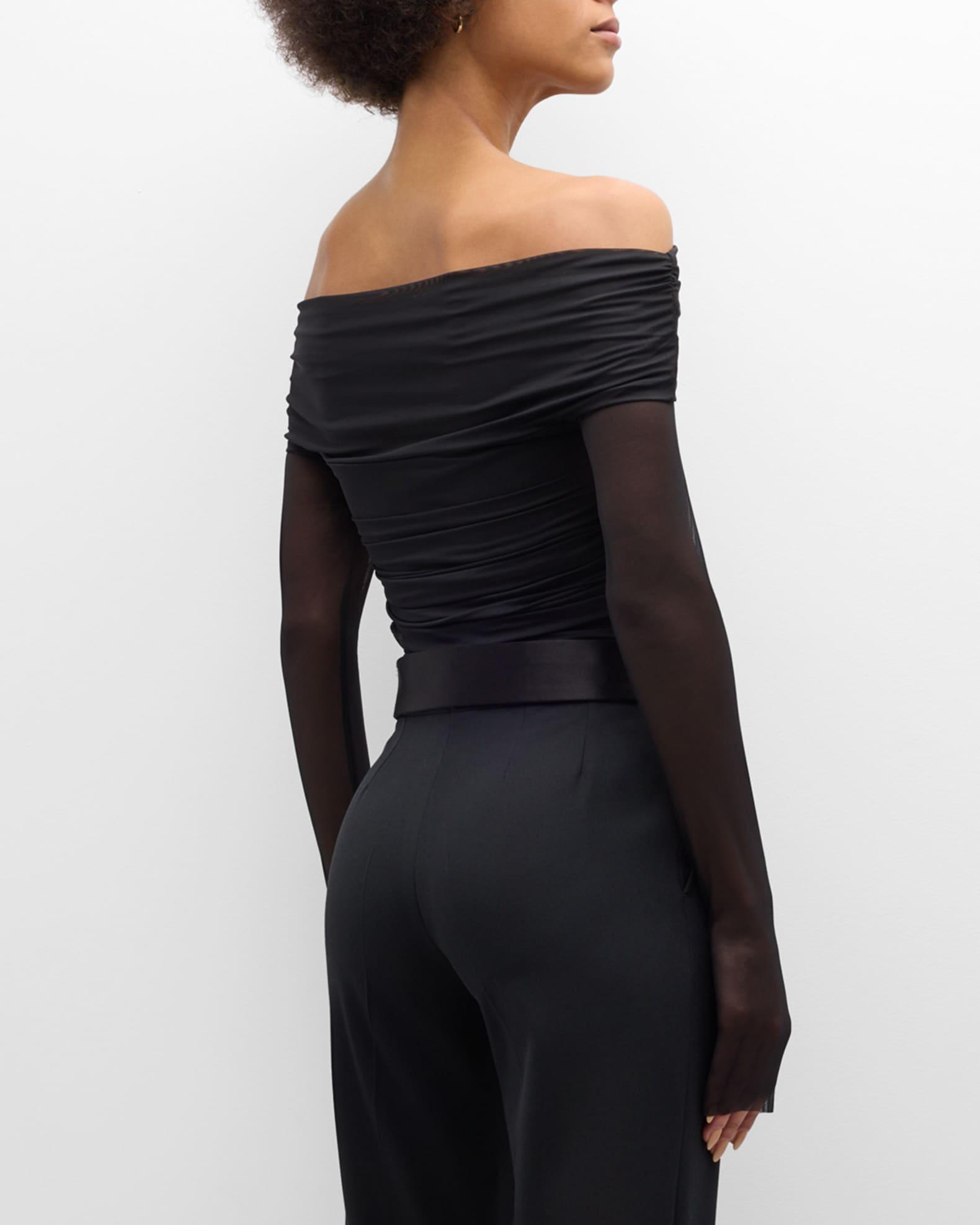 Isadola Ruched Mesh Crop Top Product Image