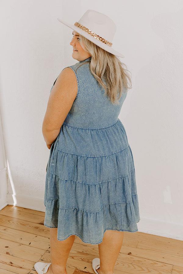 Ocean Retreat Chambray Mini Dress Curves Product Image