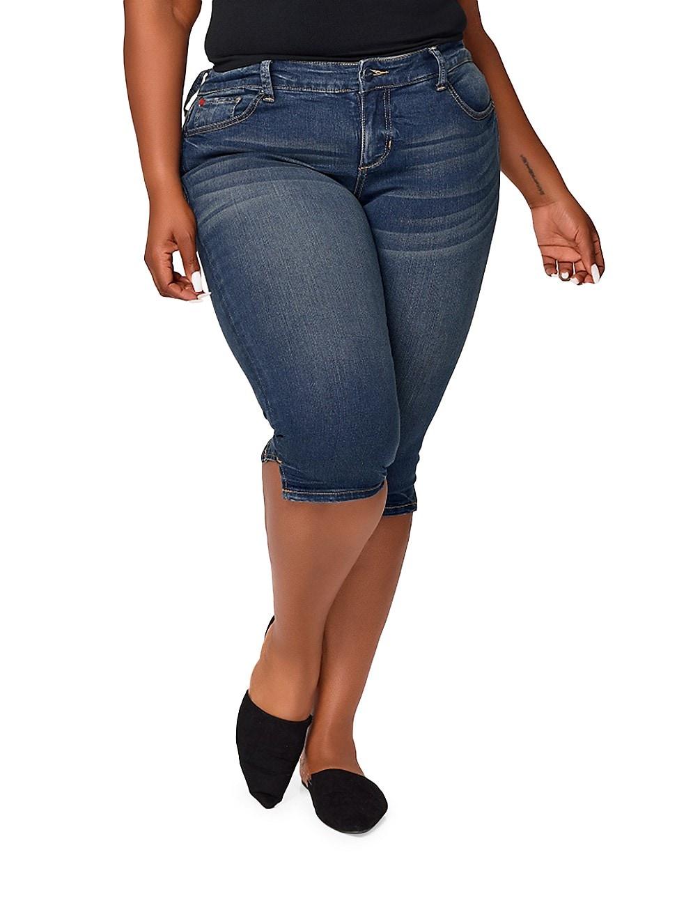 Womens Pearl Stretch-Cotton Mid-Rise Capri Jeans Product Image