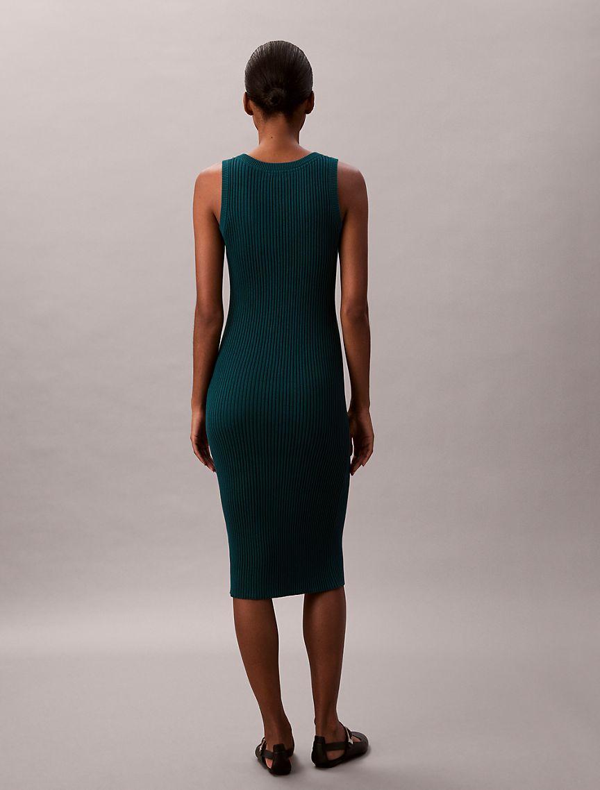 Smooth Cotton Rib Slim Midi Dress Product Image