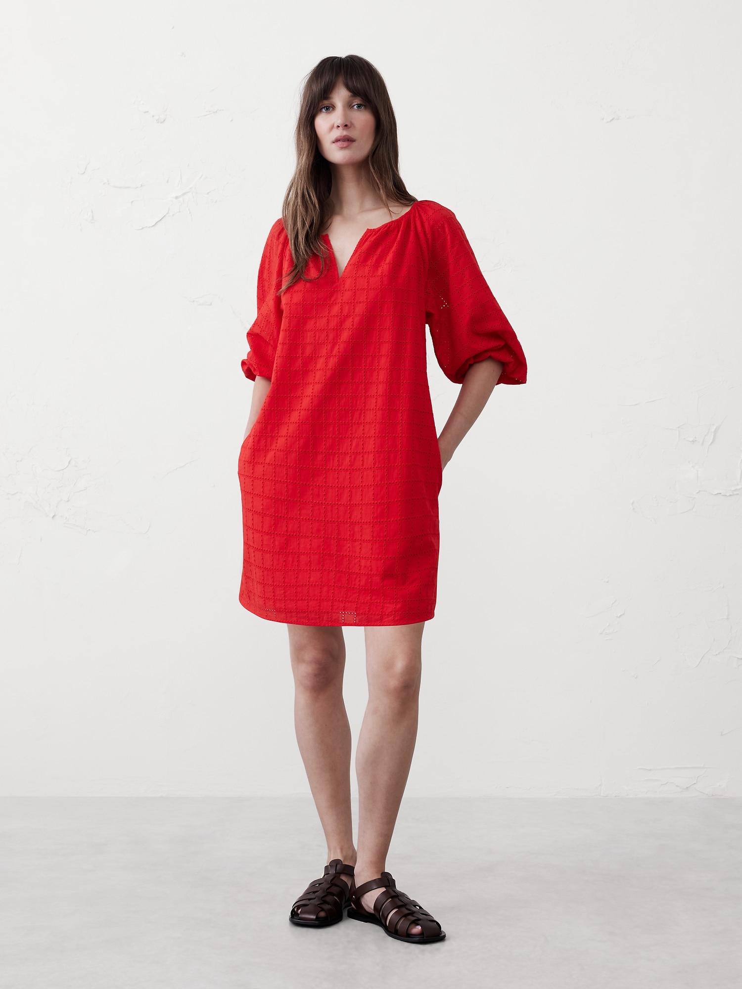 Poplin Puff-Sleeve Mini Dress Product Image