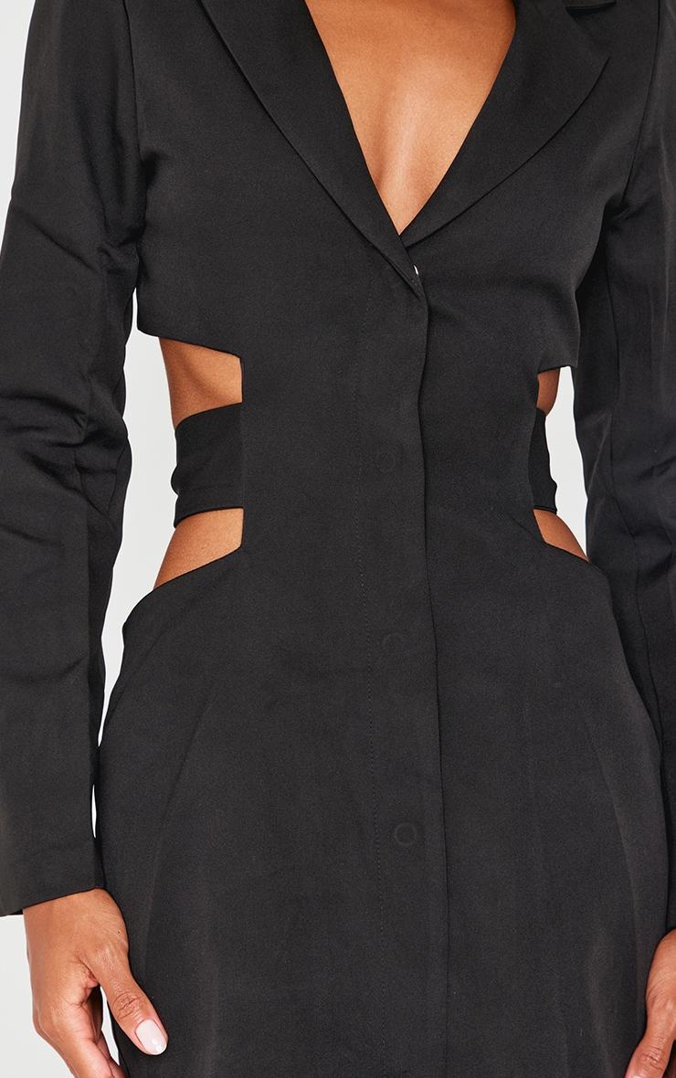 Black Woven Cut Out Tie Back Blazer Dress Product Image