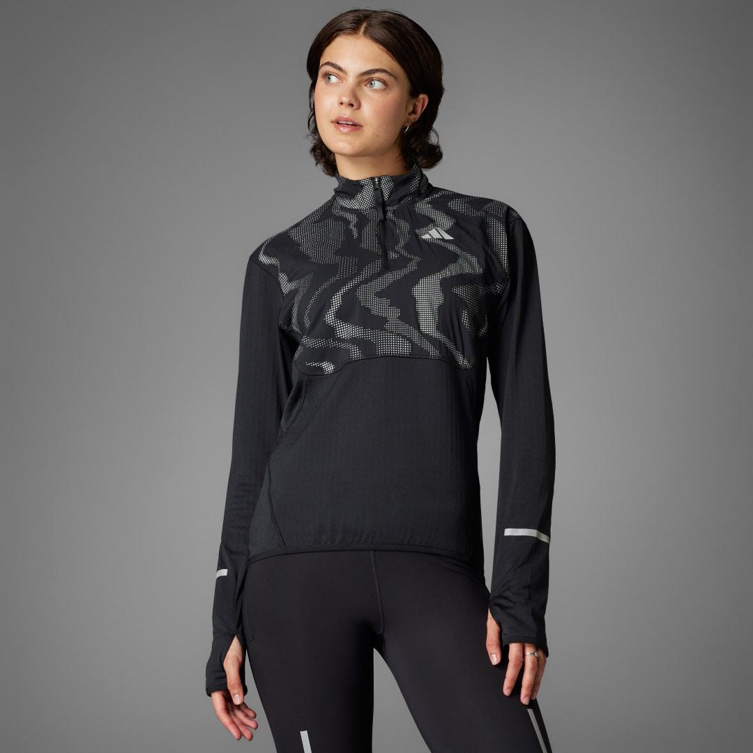 adidas Ultimate Hi Vis Reflective 1/2-Zip Top Black S Womens Product Image