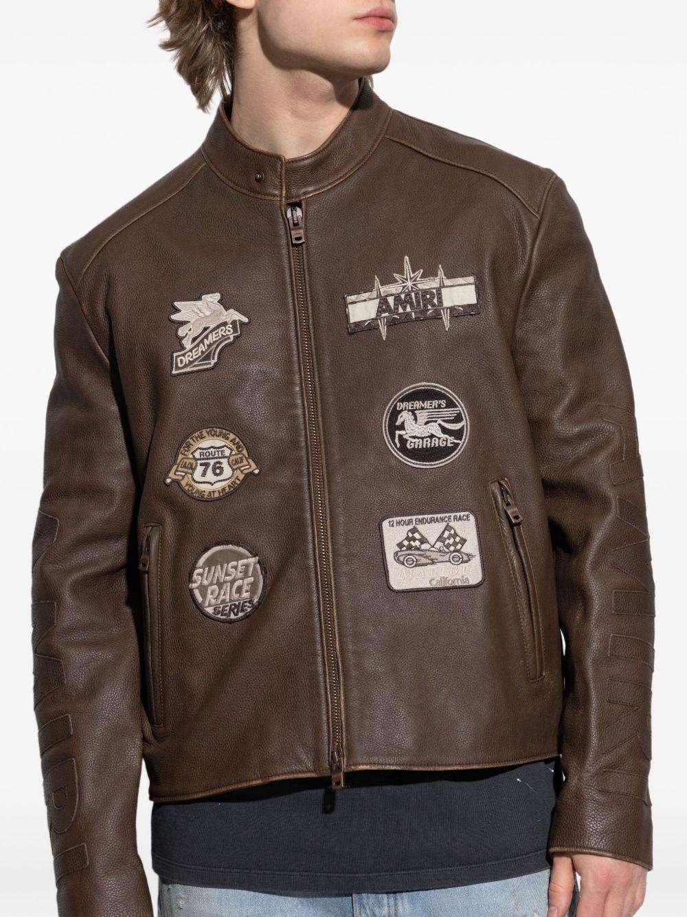 patch-detail leather jacket Product Image