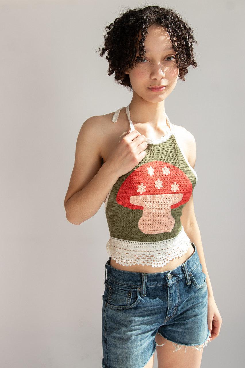 Crochet Mushroom Halter Top Product Image