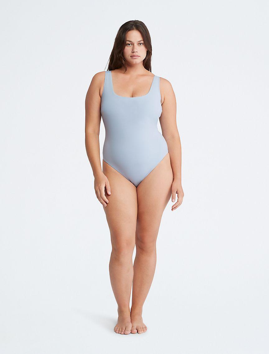 Plus Size Core Tonal Scoopneck One Piece Swimsuit Product Image