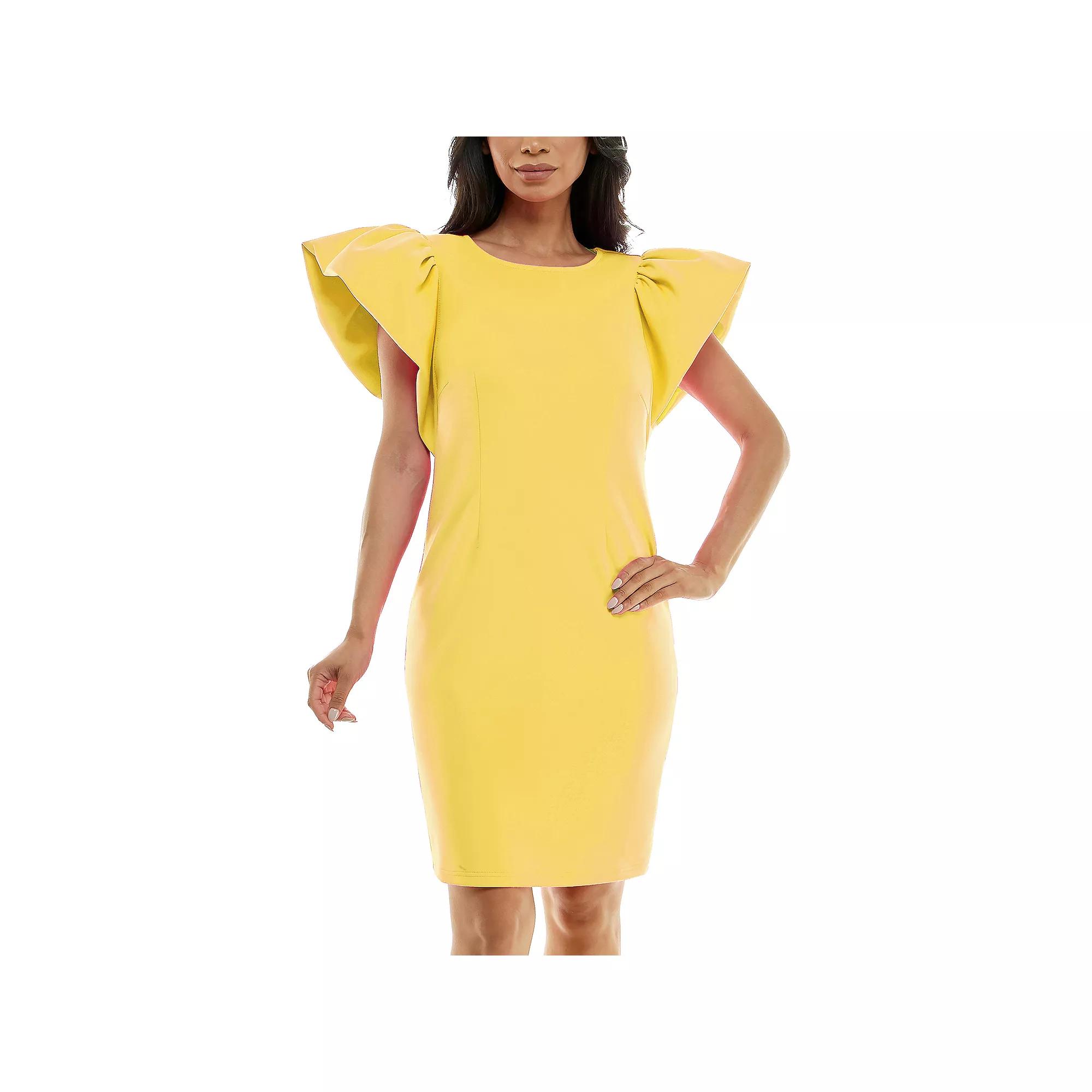 Women's Nina Leonard Ruffle Shoulder Sheath Mini Dress,  Product Image