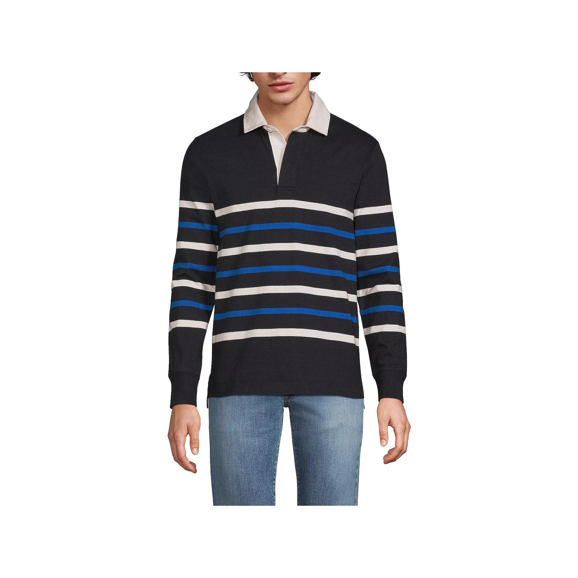 Men's Lands' End Striped Rugby Shirt,  Product Image