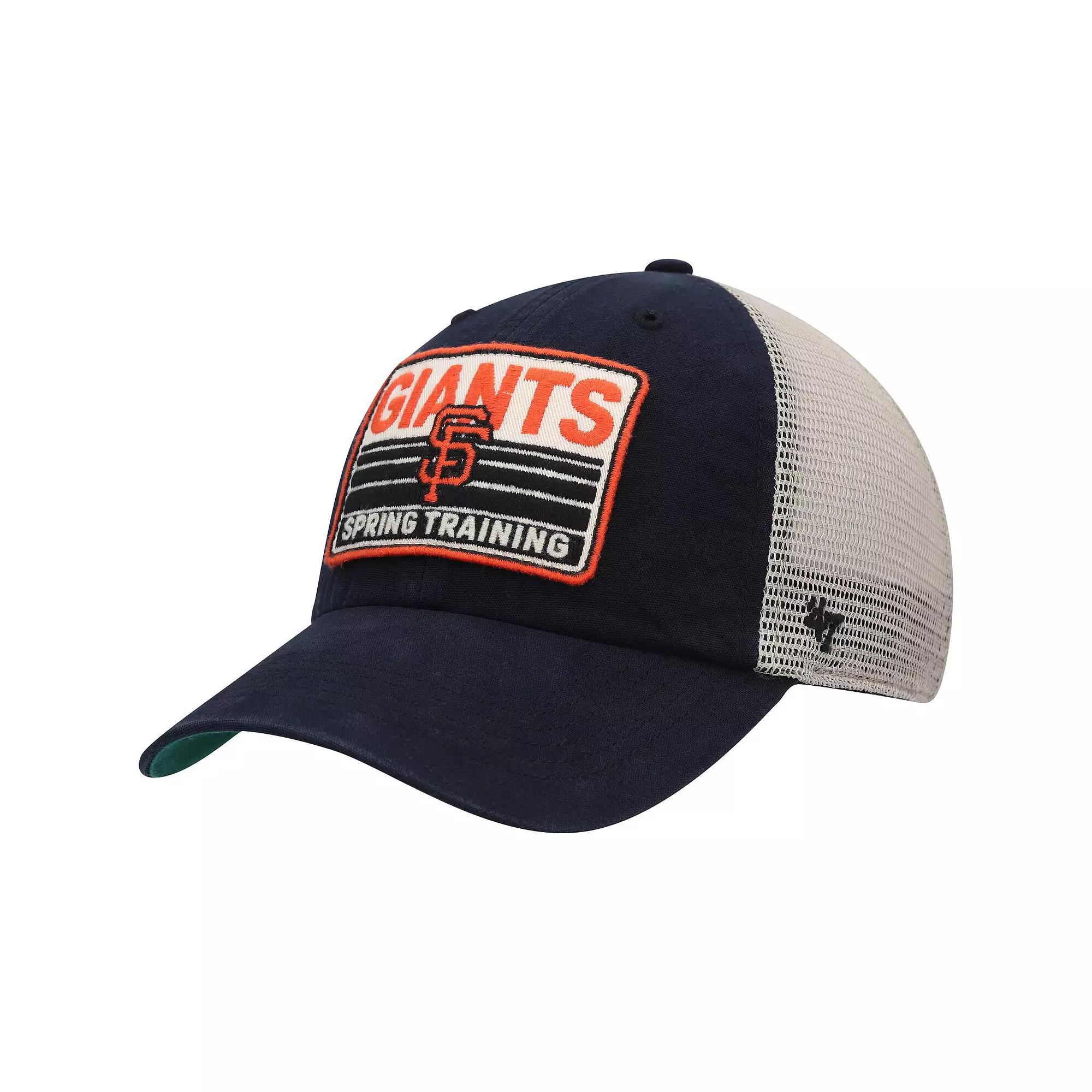Men's '47 Black/Tan San Francisco Giants Four Stroke Clean Up Trucker Snapback Hat Product Image