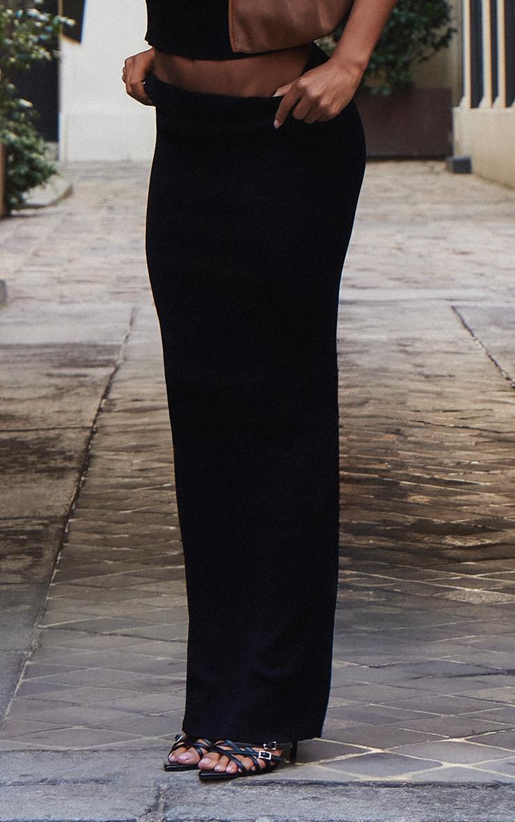 Black Fine Knit Maxi Skirt Product Image