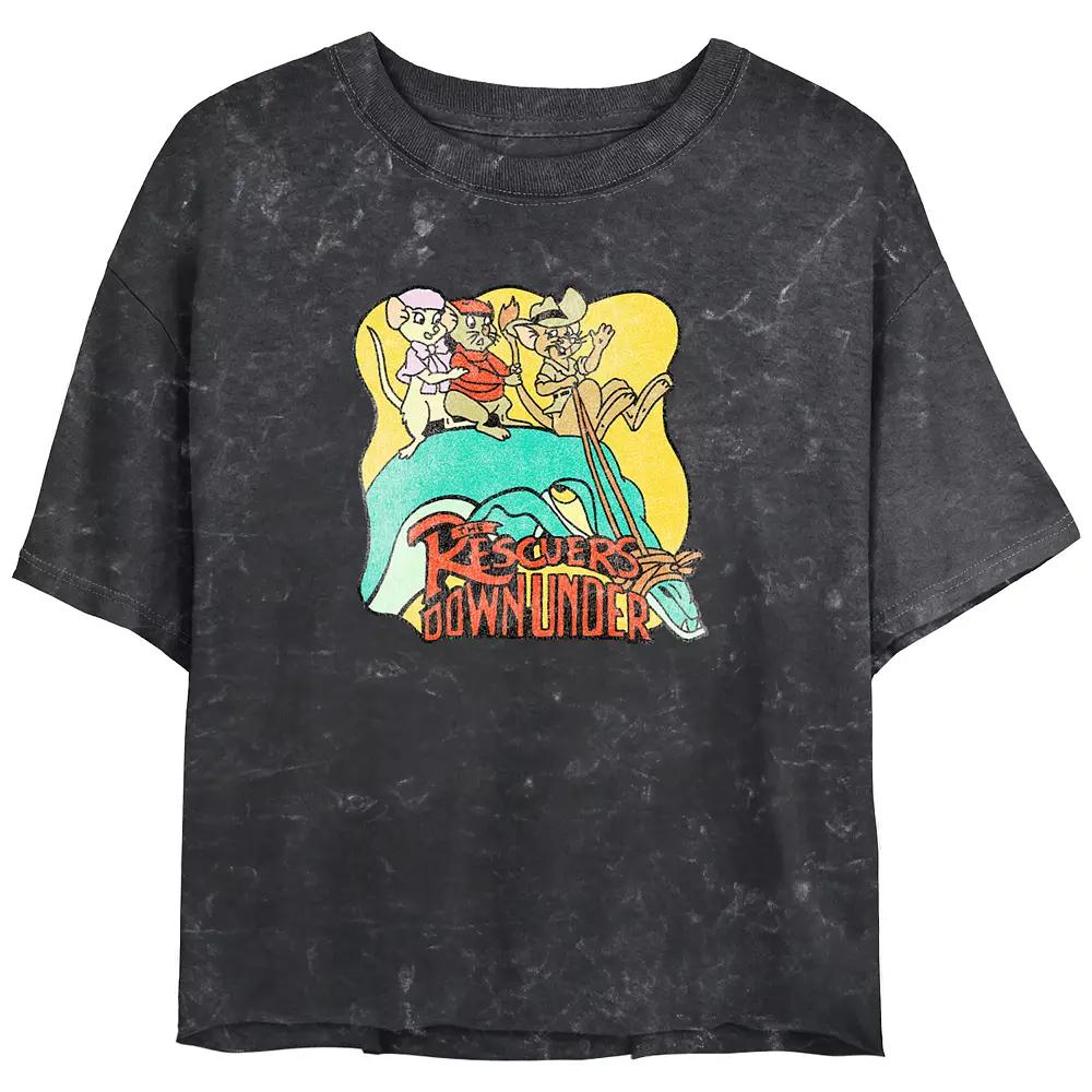 Disney's The Rescuers Down Under Wild Ride Juniors' Cropped Graphic Tee Top Mineral Wash Juniors' Graphic Tee, Women's,  Product Image