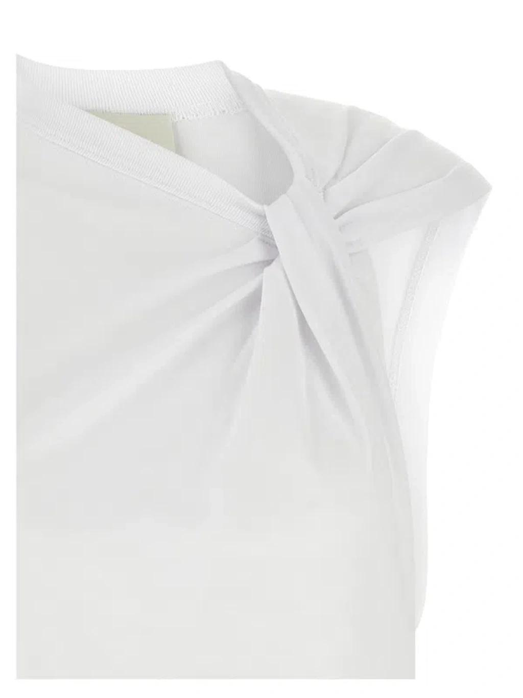 ISABEL MARANT Cap Sleeves Knot-detail Cotton Top In White Product Image