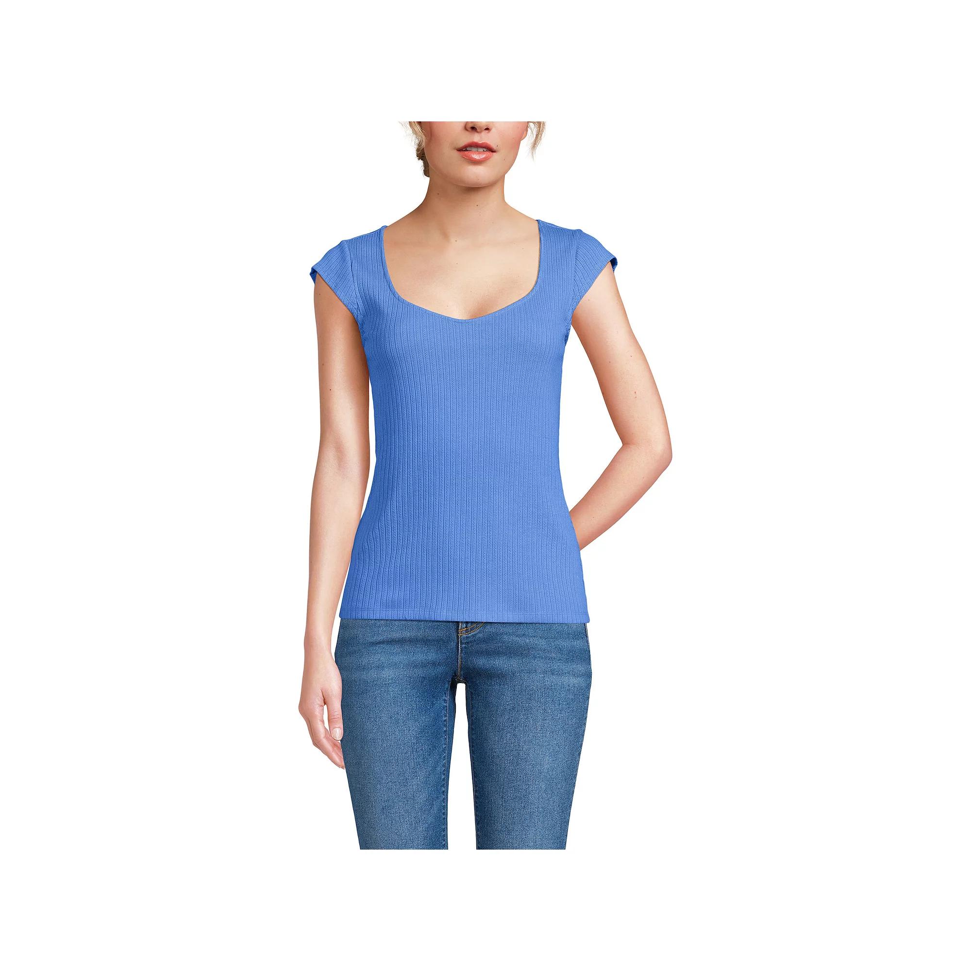 Women's Lands' End Pointelle Cap Sleeve Top,  Product Image