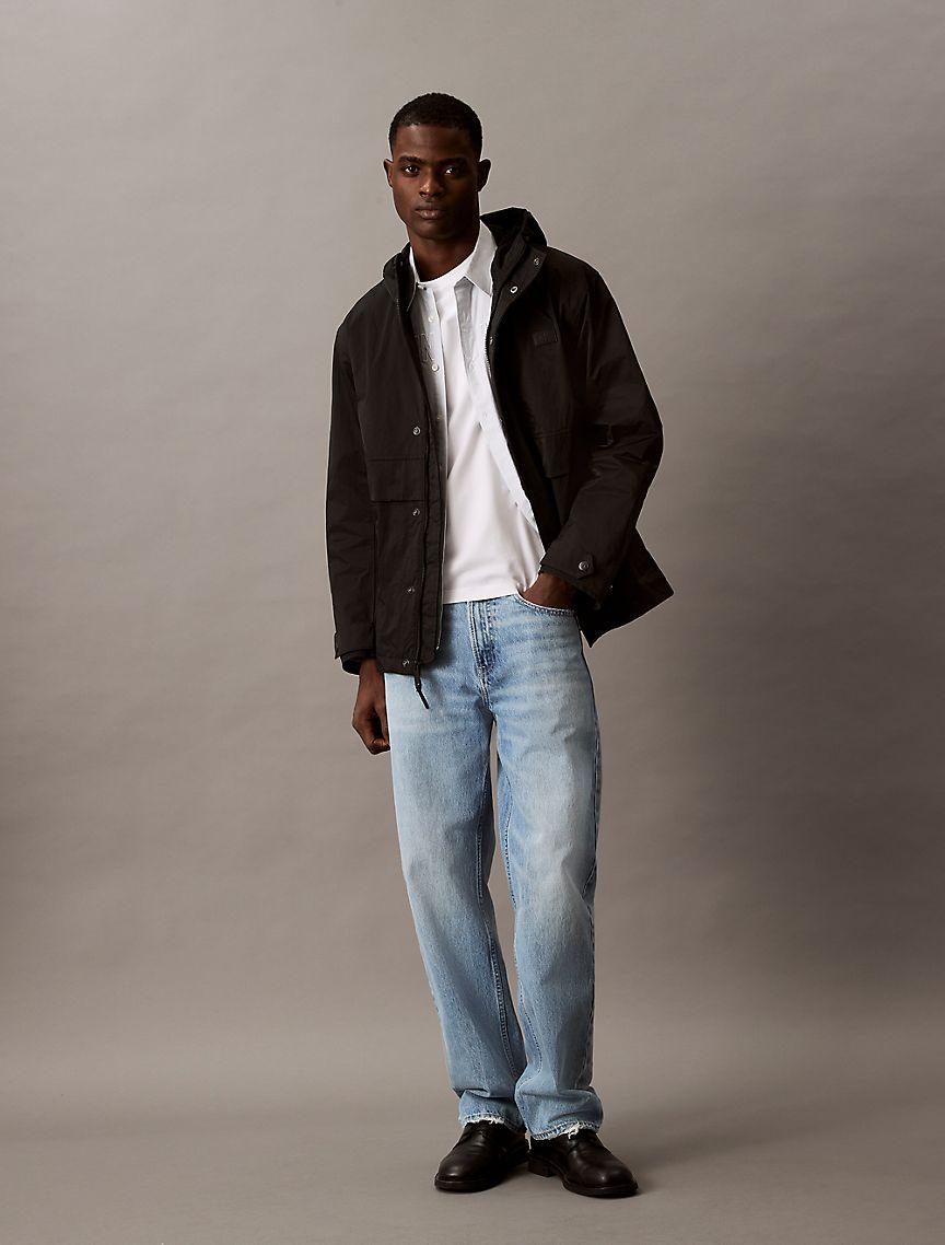 Crinkle Nylon Hooded Windbreaker Jacket Product Image