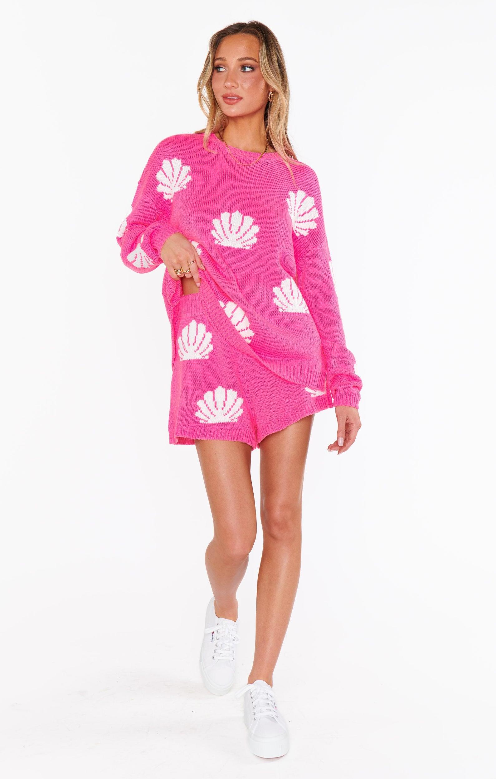 Boardwalk Shorts ~ Hot Pink Shell Knit Product Image
