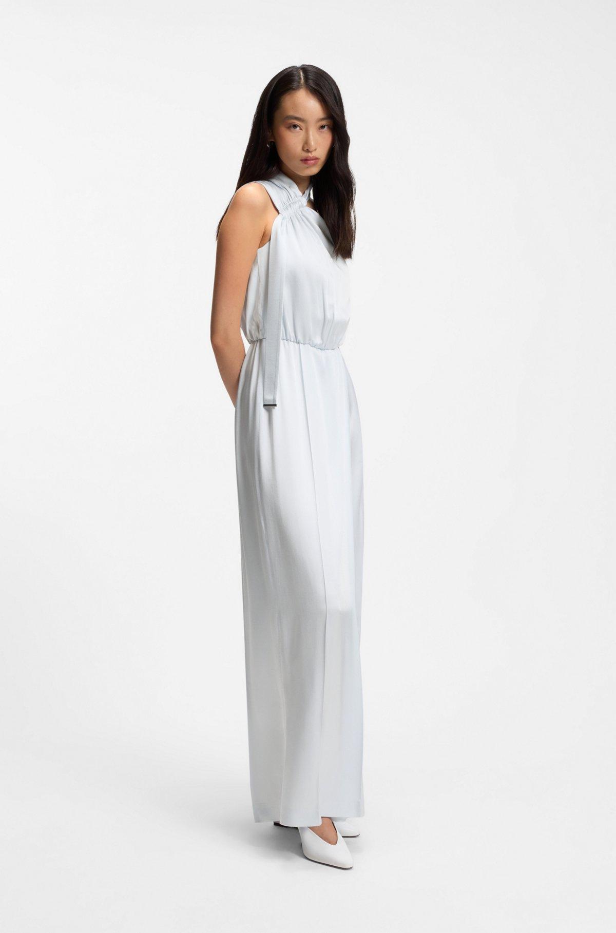 One-shoulder jumpsuit with wrap-effect front Product Image