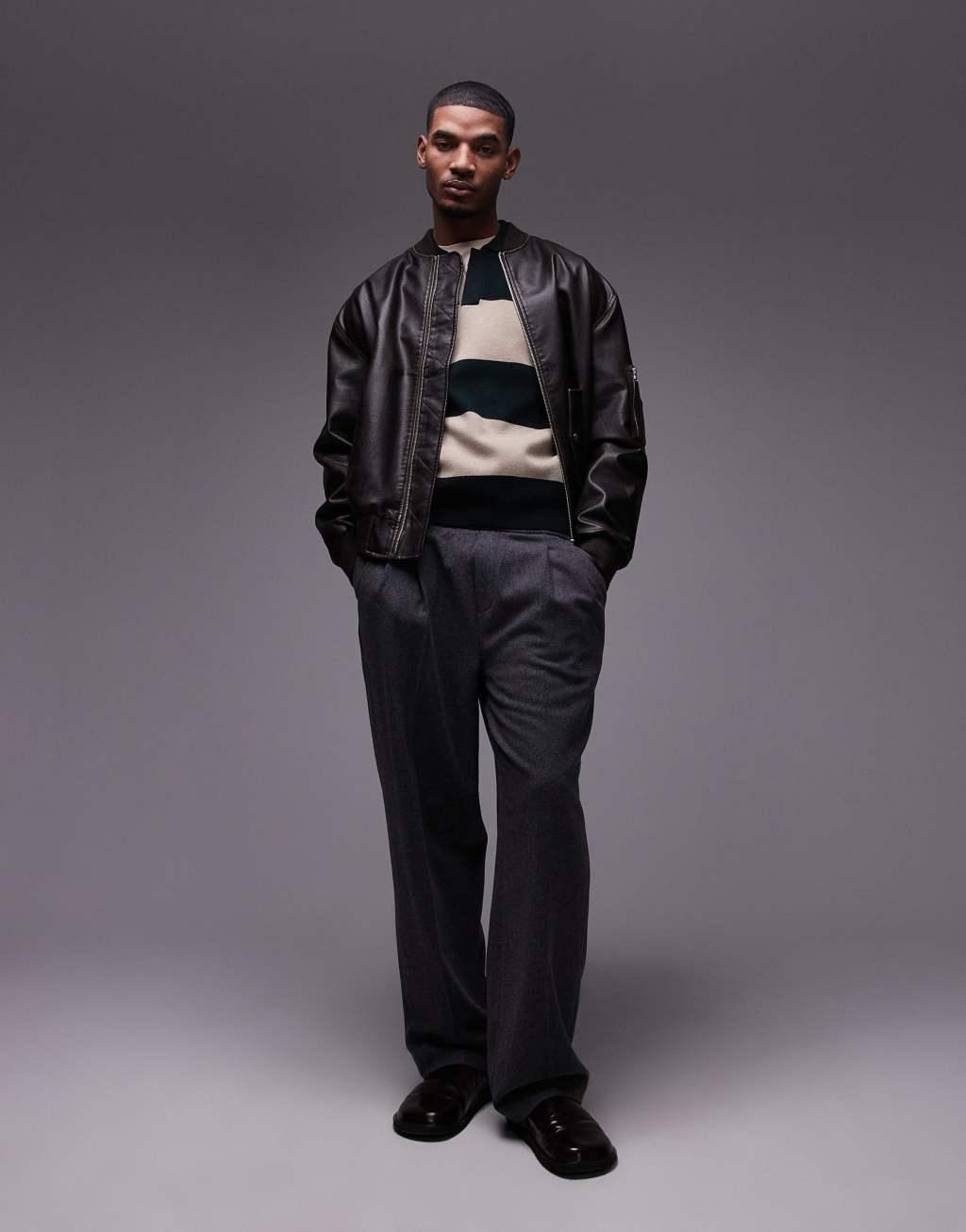 Mango rugby polo shirt in green & beige stripe Product Image