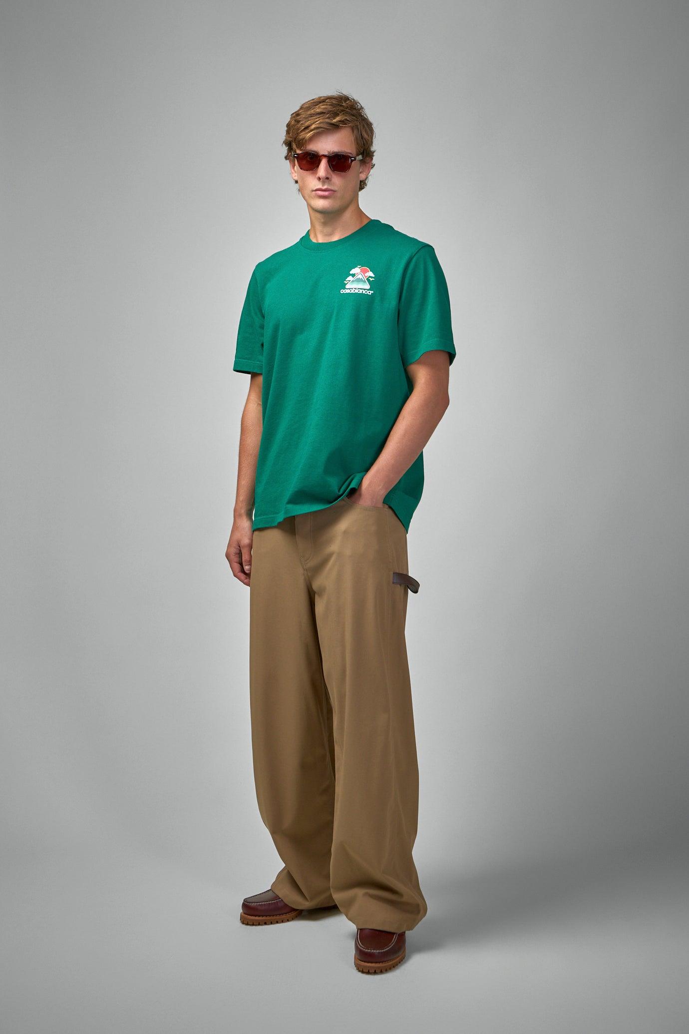 CASABLANCA Mens Montagne Ondulee Brand-print Cotton-jersey T-shirt In Green Product Image