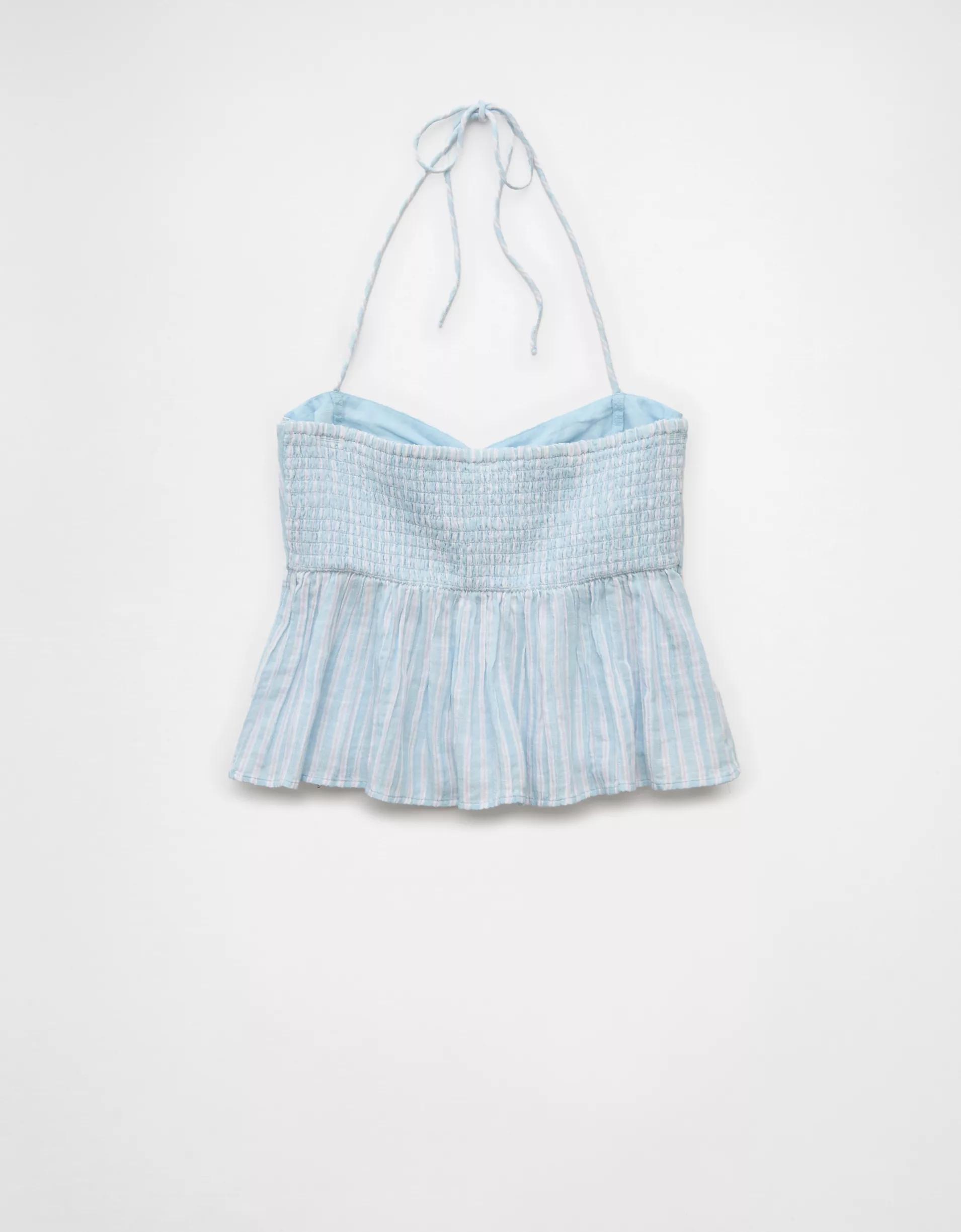 AE Cinched Flyaway Striped Halter Top Product Image