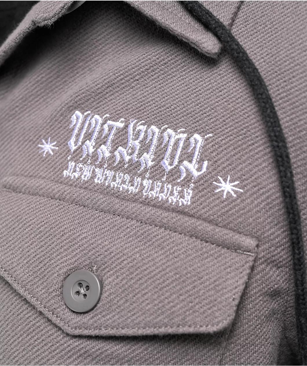 Vitriol Sterling Grey Hooded Woven Long Sleeve Shirt Product Image
