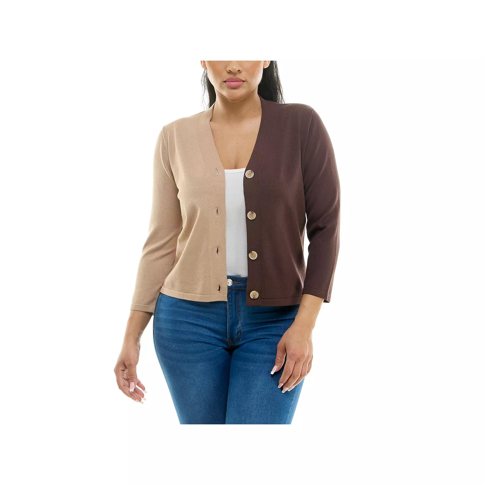 Women's Nina Leonard Colorblock Sweater,  Product Image