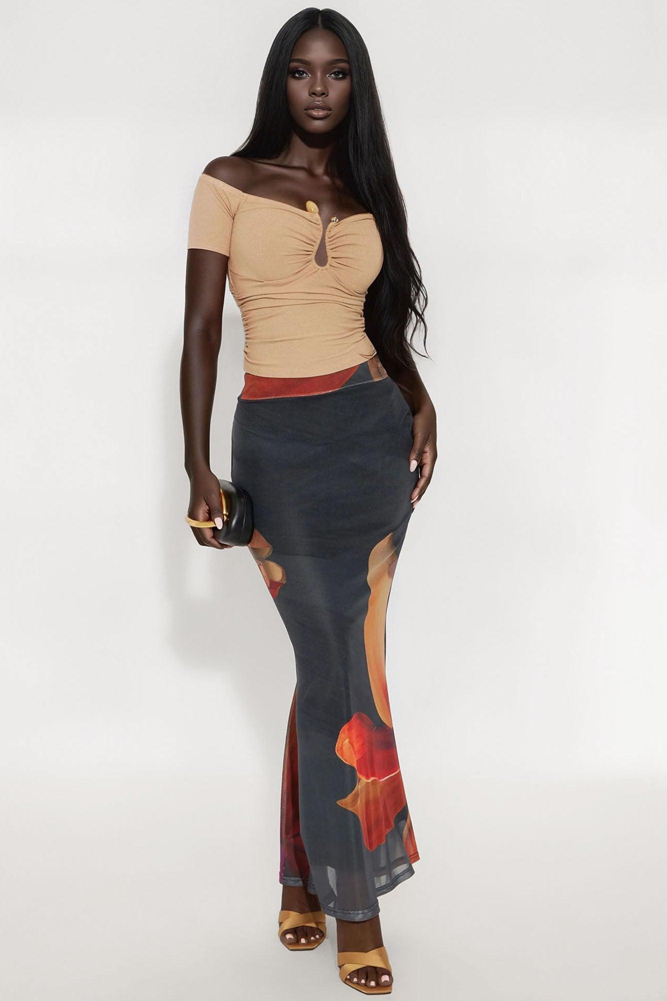 Valencia Off Shoulder Ruched Top - Mocha Female Product Image