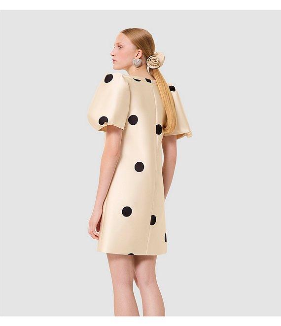 Tara Jarmon Romina Dot Print V-Neck Short Puff Sleeves Dress Product Image