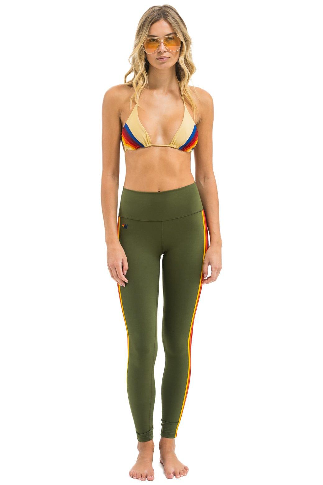 FULL LENGTH HI-RISE 5 STRIPE LEGGINGS - LEAF Female Product Image