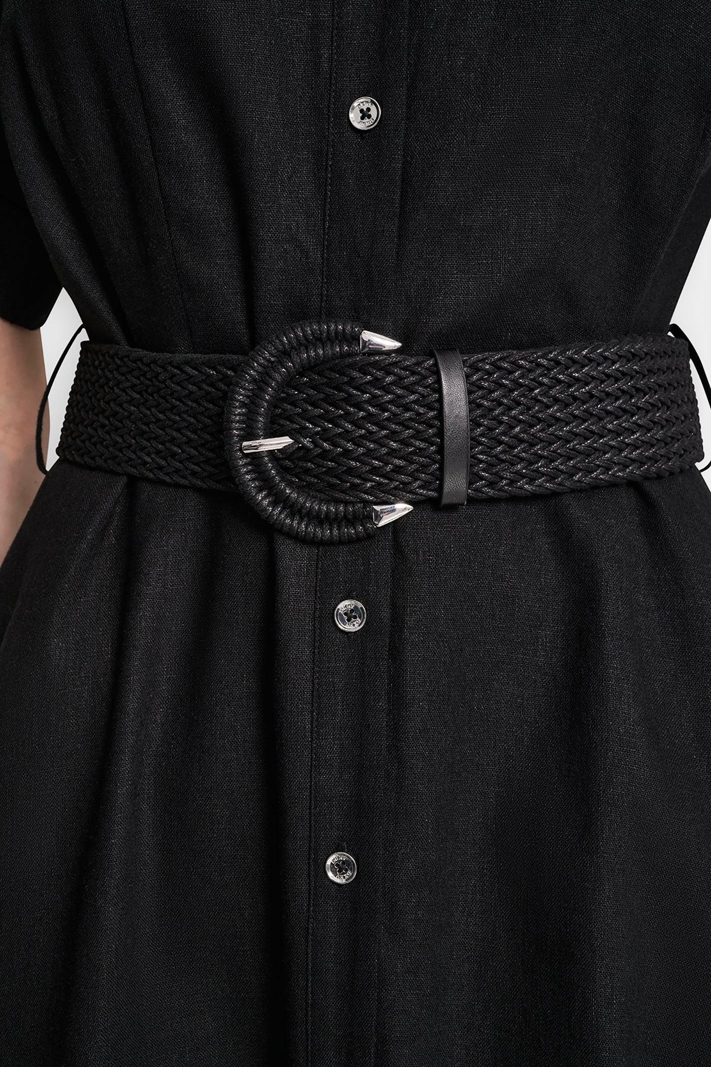 COLOR-BLOCK FIT & FLARE MIDI SHIRT DRESS Product Image