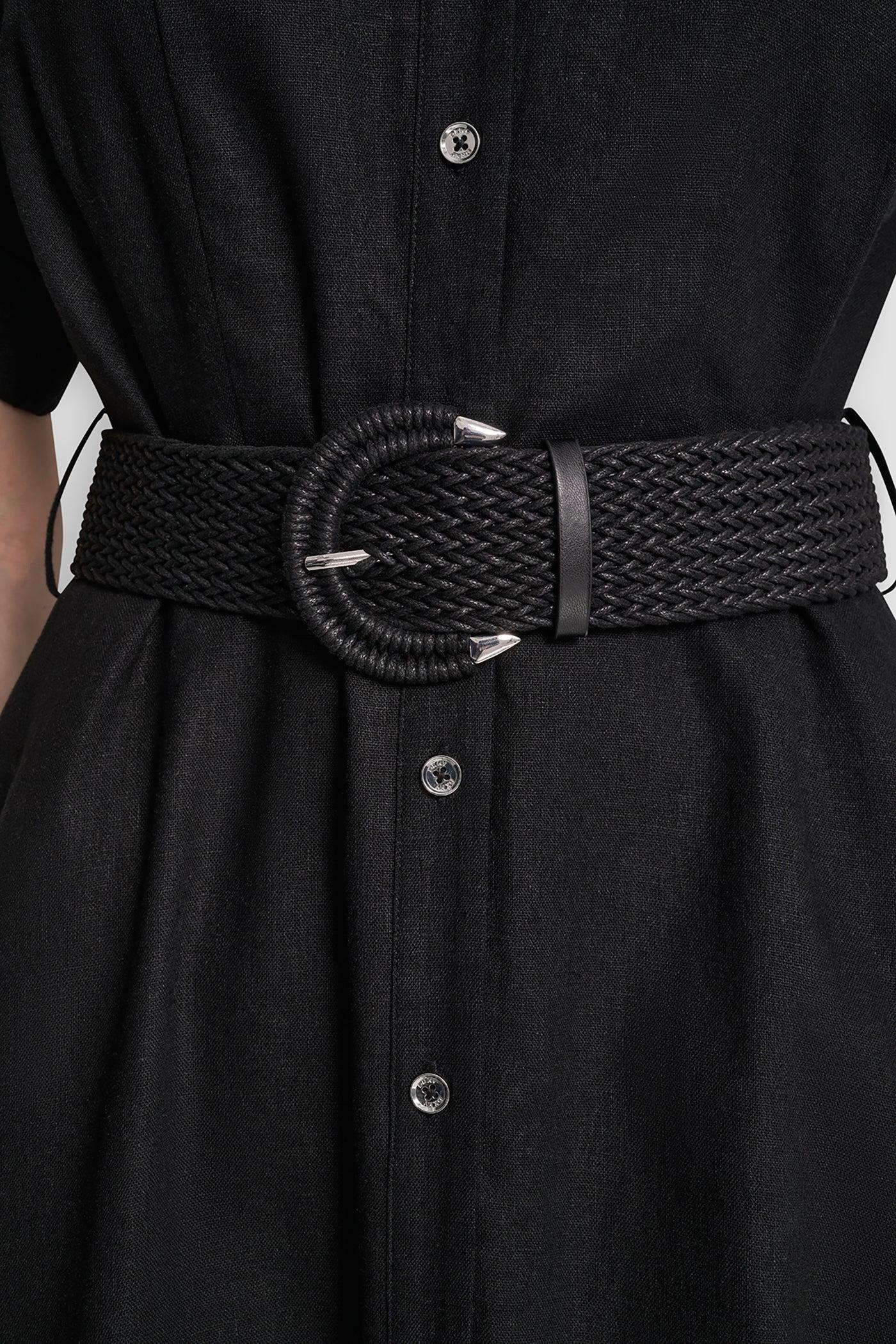 COLOR-BLOCK FIT & FLARE MIDI SHIRT DRESS Product Image