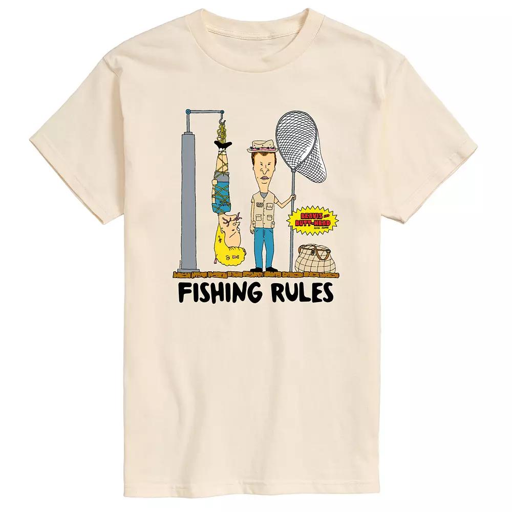 Men's Beavis & Butthead Fishing Rules Graphic Tee,  Product Image