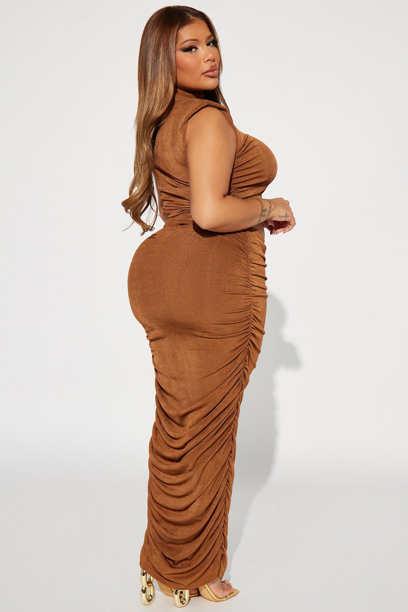 Kayline Slinky Skirt Set - Brown Product Image