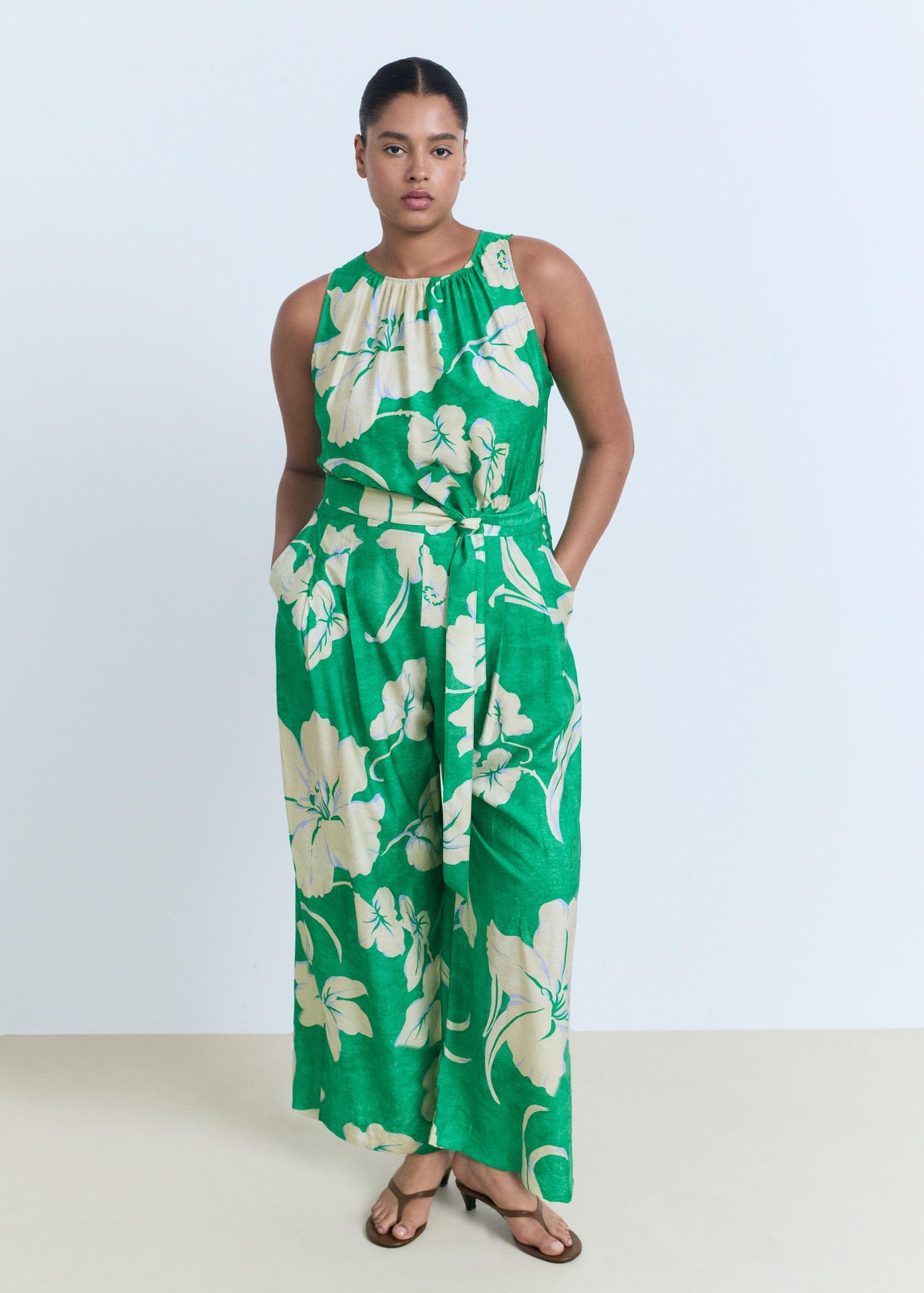 Belt printed jumpsuit - Women | MANGO USA Product Image