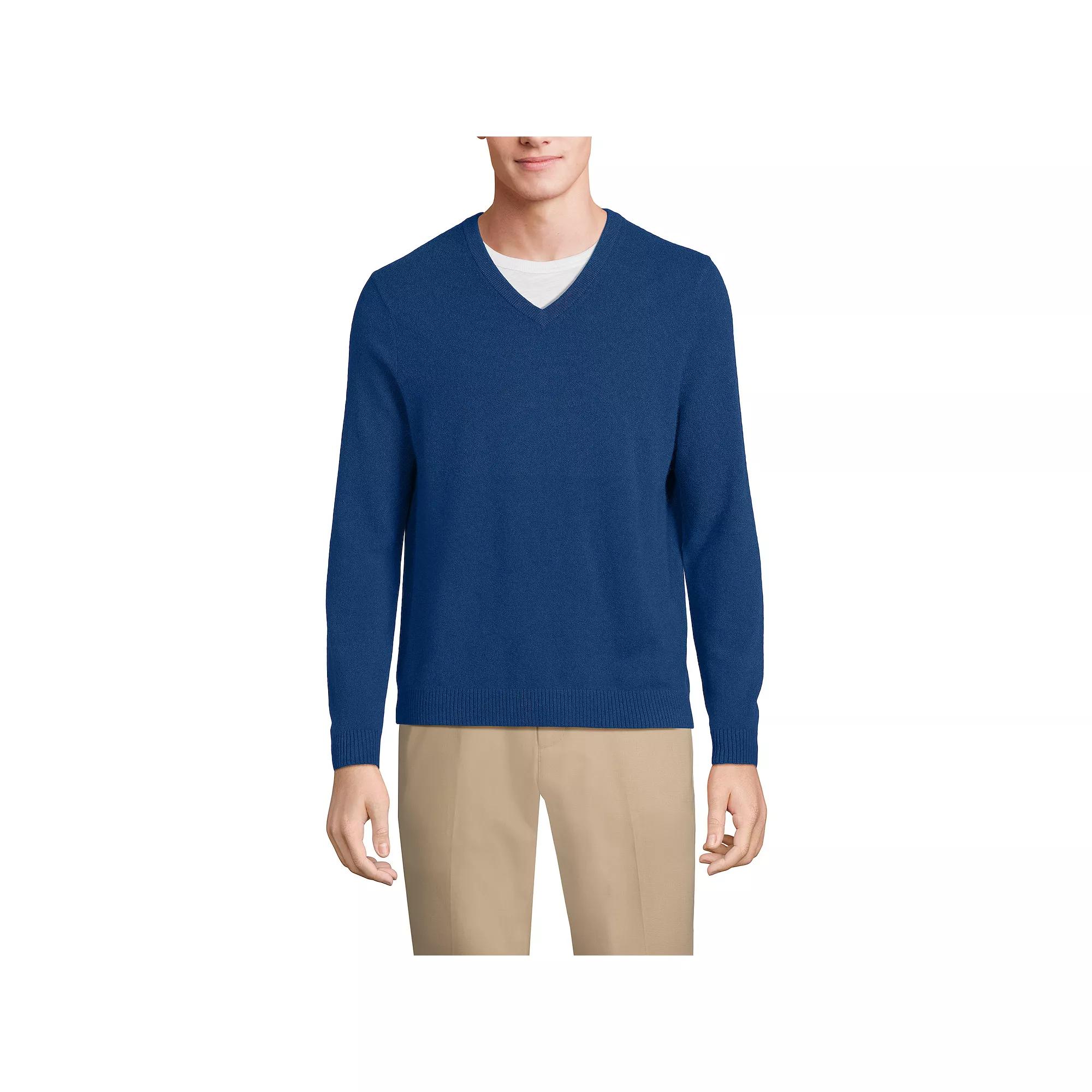 Big & Tall Lands' End Fine-Gauge Cashmere V-neck Sweater, Men's,  Product Image