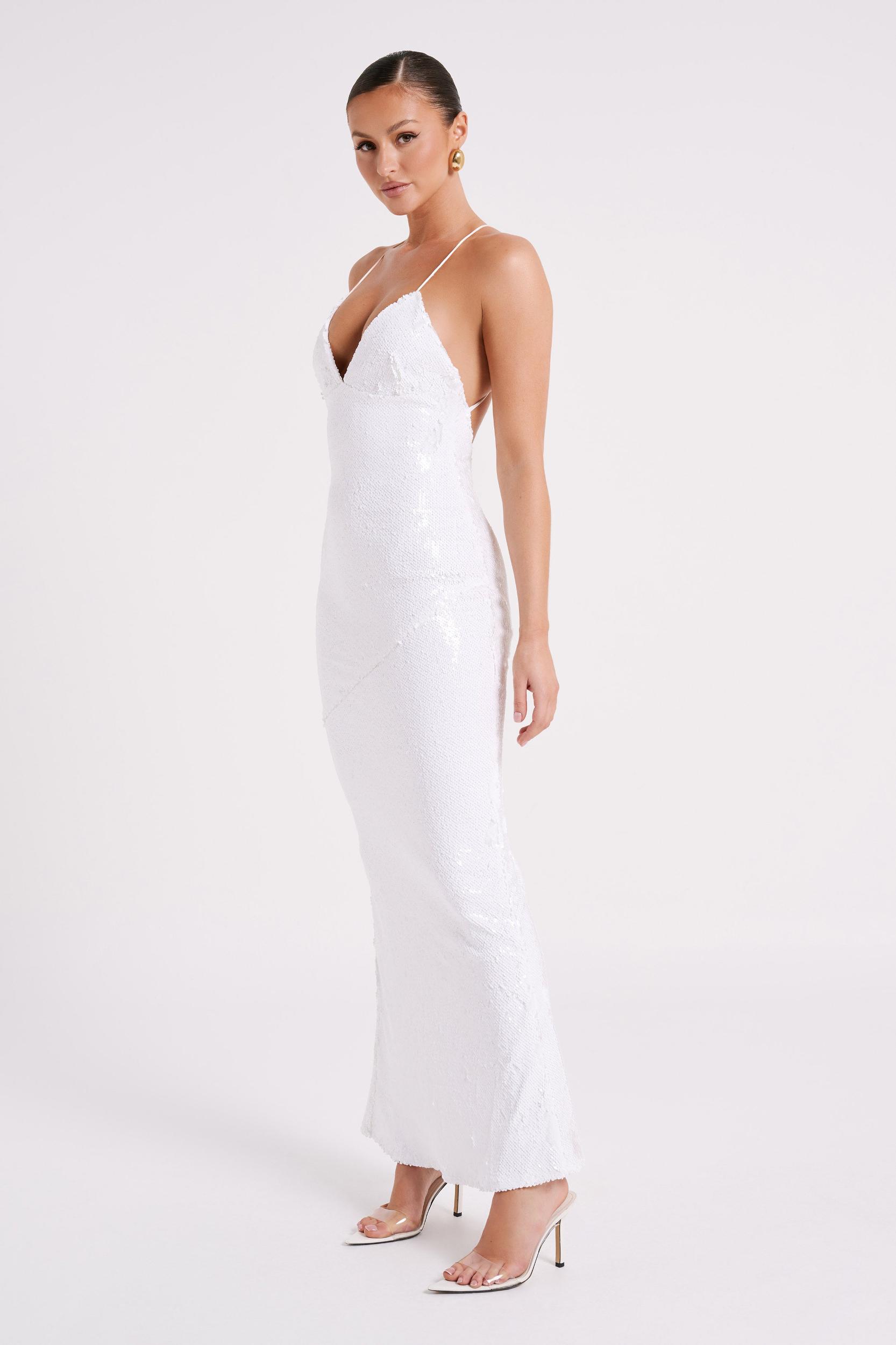 Gracie Sequin Maxi Dress - White Product Image