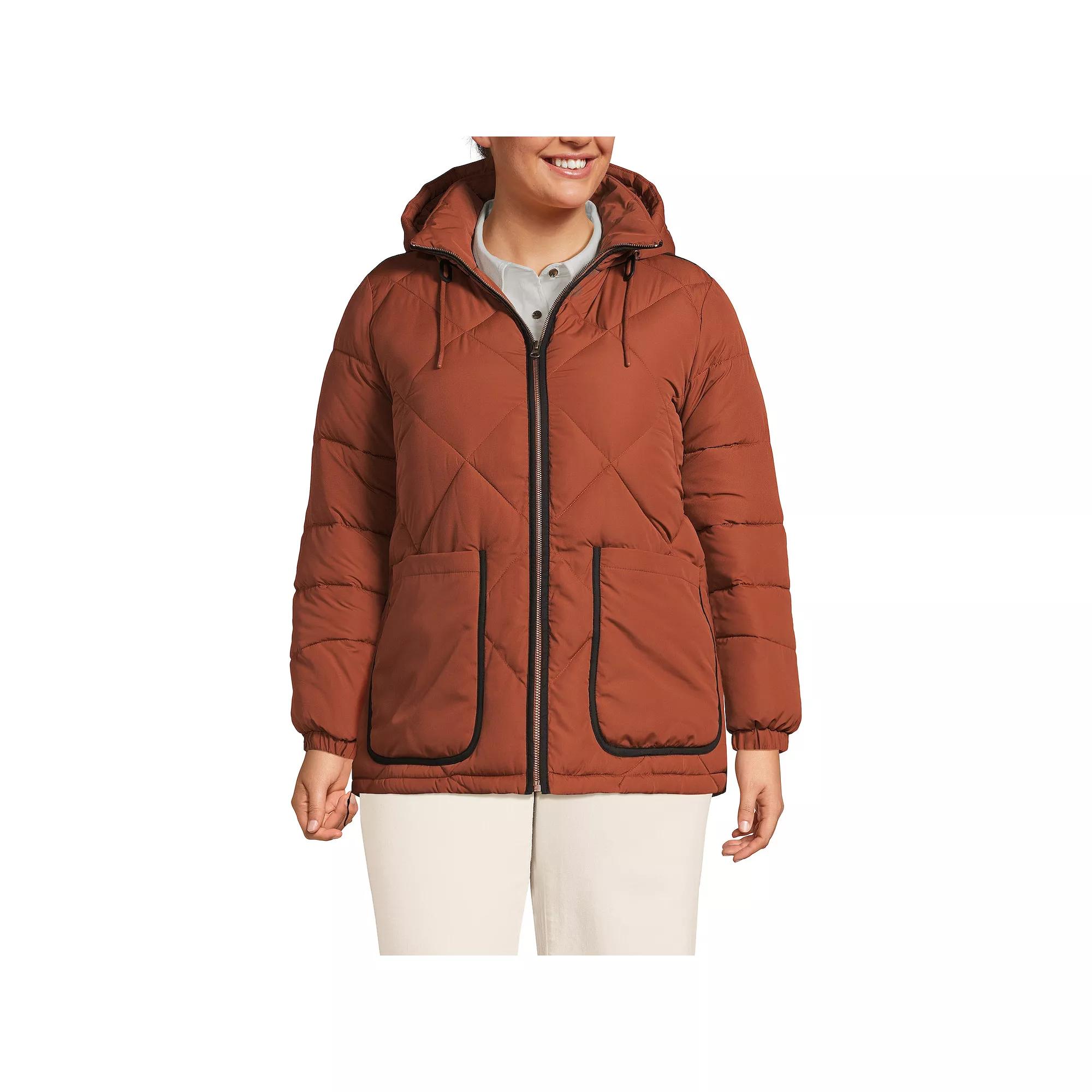 Plus Lands' End FeatherFree Insulated Hooded Quilted Jacket, Women's,  Product Image