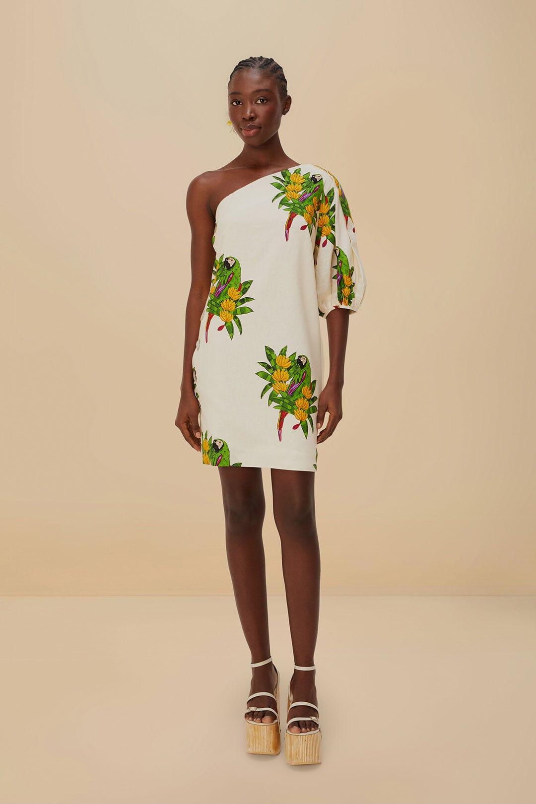 Off-White Maracana Bird LENZING™ ECOVERO™ Euroflax™ Mini Dress Product Image